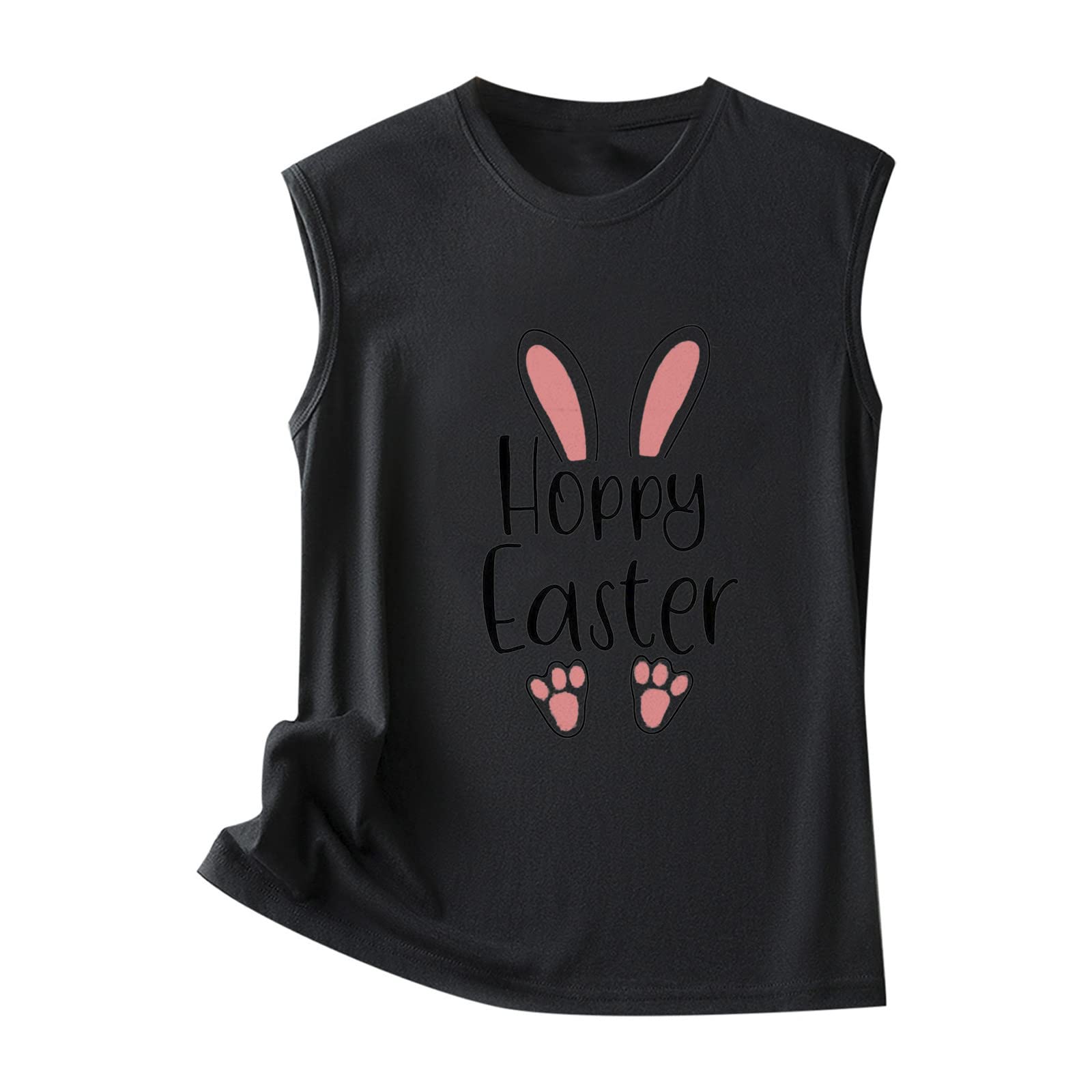 Women's Easter Print Sleeveless Blouse - Fashion O-Neck Loose Fit Summer Top for Easter Celebrations & Spring Outings