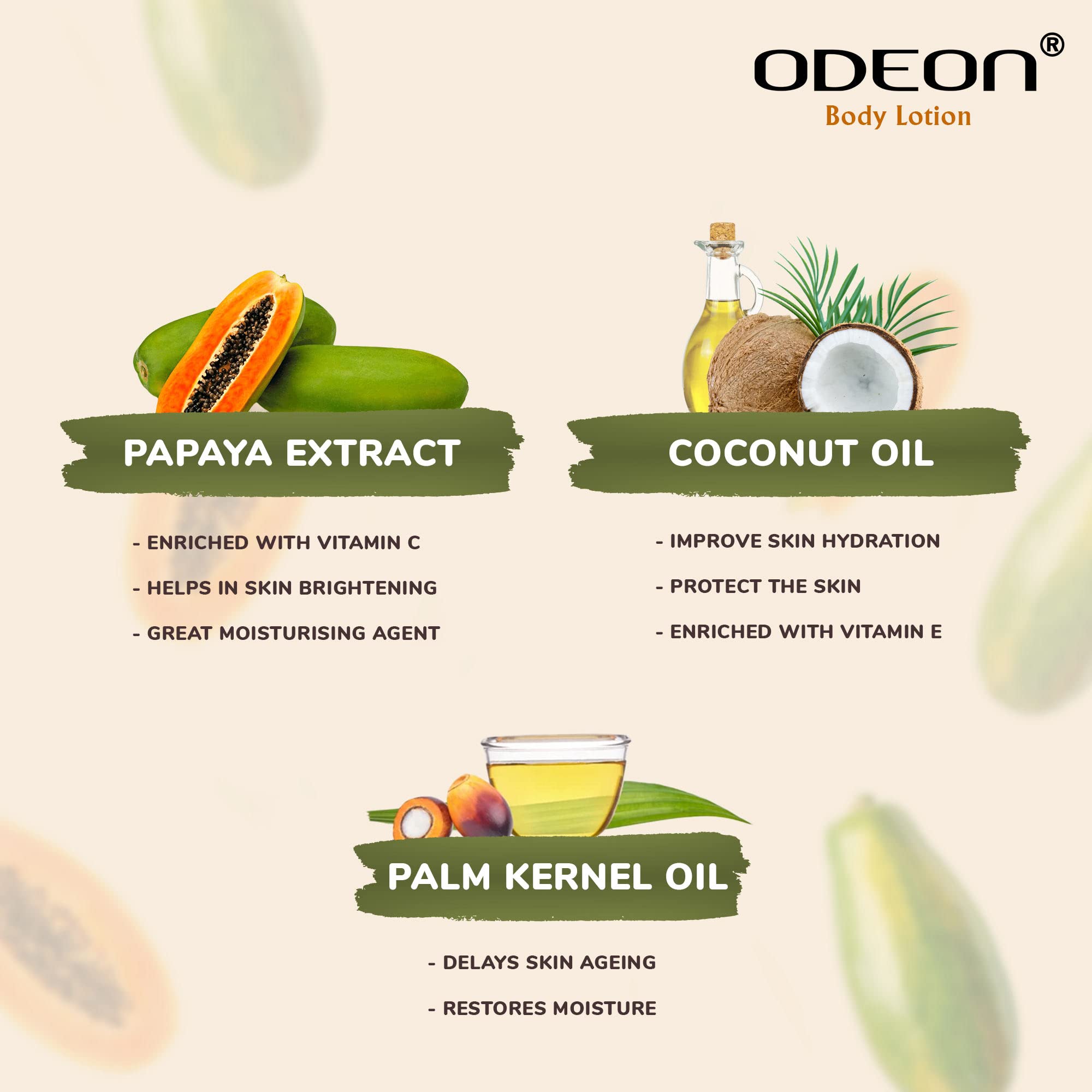 Odeon Papaya Body Lotion 100ml & Charcoal Tea Tree Face & Body Scrub 300ml - Hydrating Moisturizer & Exfoliating Cleanser for Smooth Skin - Perfect for Daily Skincare Routine & Spa Day at Home
