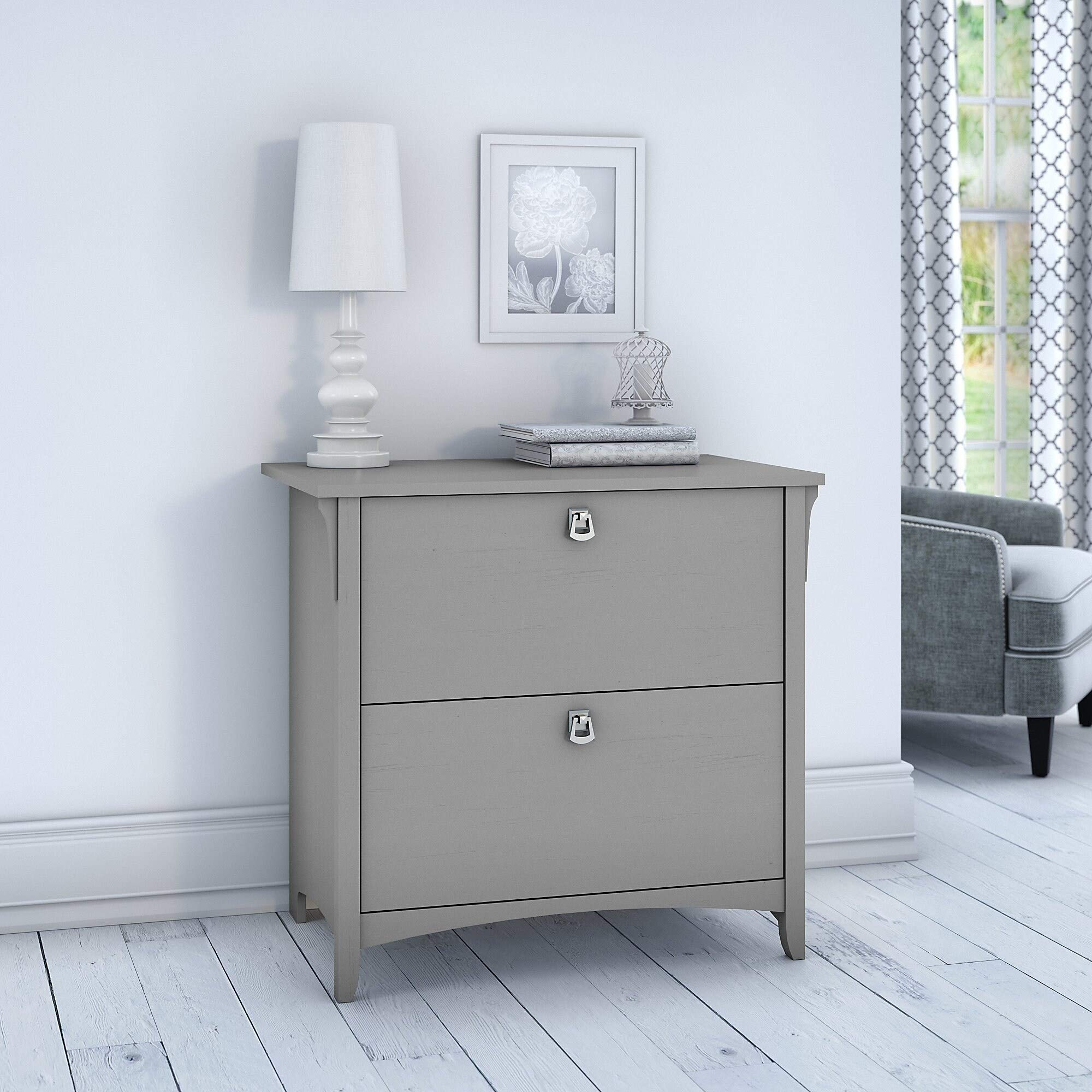 Grey Lateral File Cabinet - 2-Drawer MDF Office Storage Organizer for Home & Office Use - Perfect for Documents, Folders, and Office Supplies