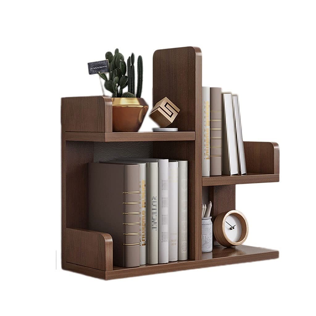 QIAOLI Wooden Desktop Bookshelf - Small Office Desk Organizer with Multipurpose Storage Shelf for Books, Files & Supplies | Perfect for Home Office, Study & Workspace (Color: B)