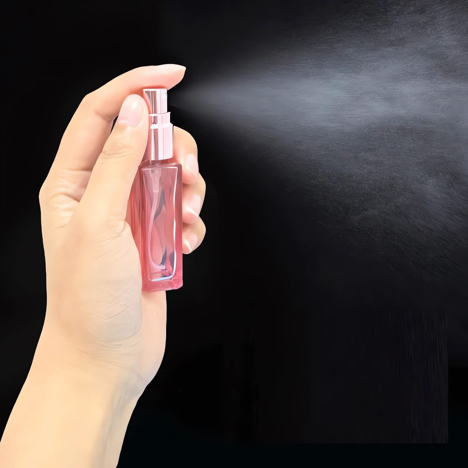 LusDoly 4 Pack 30ml Pink Glass Perfume Spray Bottles - Refillable Travel Perfume Atomizer for Women, Essential Oils, Cosmetic & Cleaning Liquids | Perfect for Travel, Gym, Purse & Home Fragrance Organization