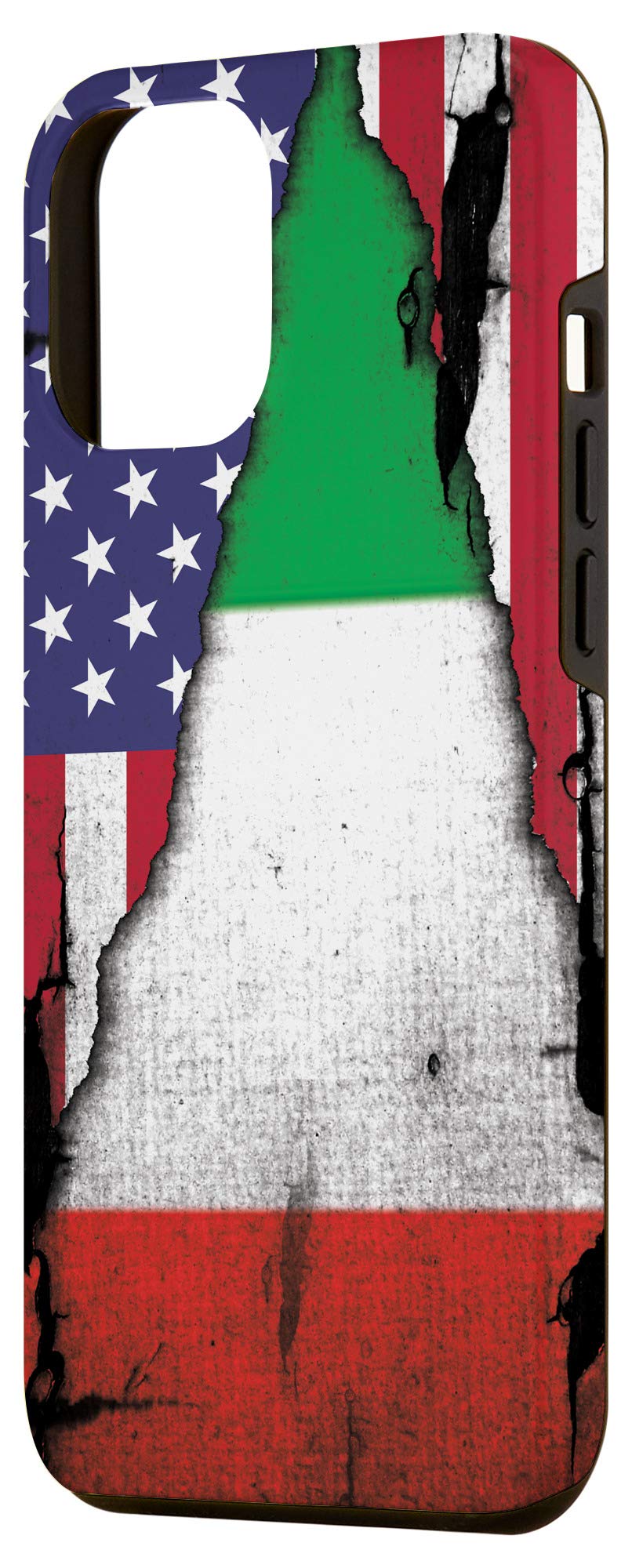 iPhone 12 Pro Max Case with USA & Italy Flag Design - Vintage Distressed Italian Pride Phone Cover for Travel, Sports Events & National Celebrations