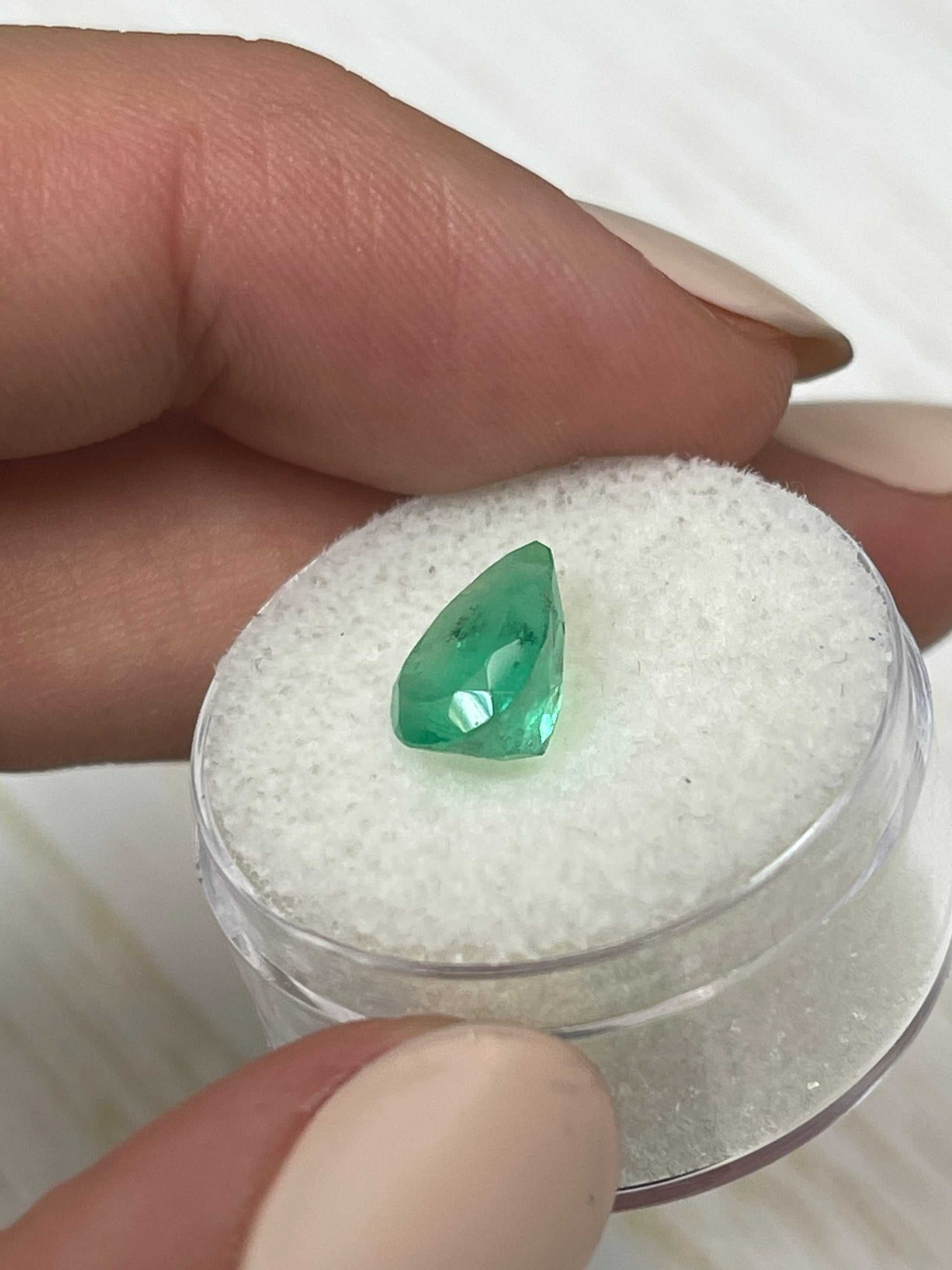1.81 Carat Natural Colombian Loose Emerald Pear Cut Gemstone - Spring Green Color for Jewelry Making & Engagement Rings