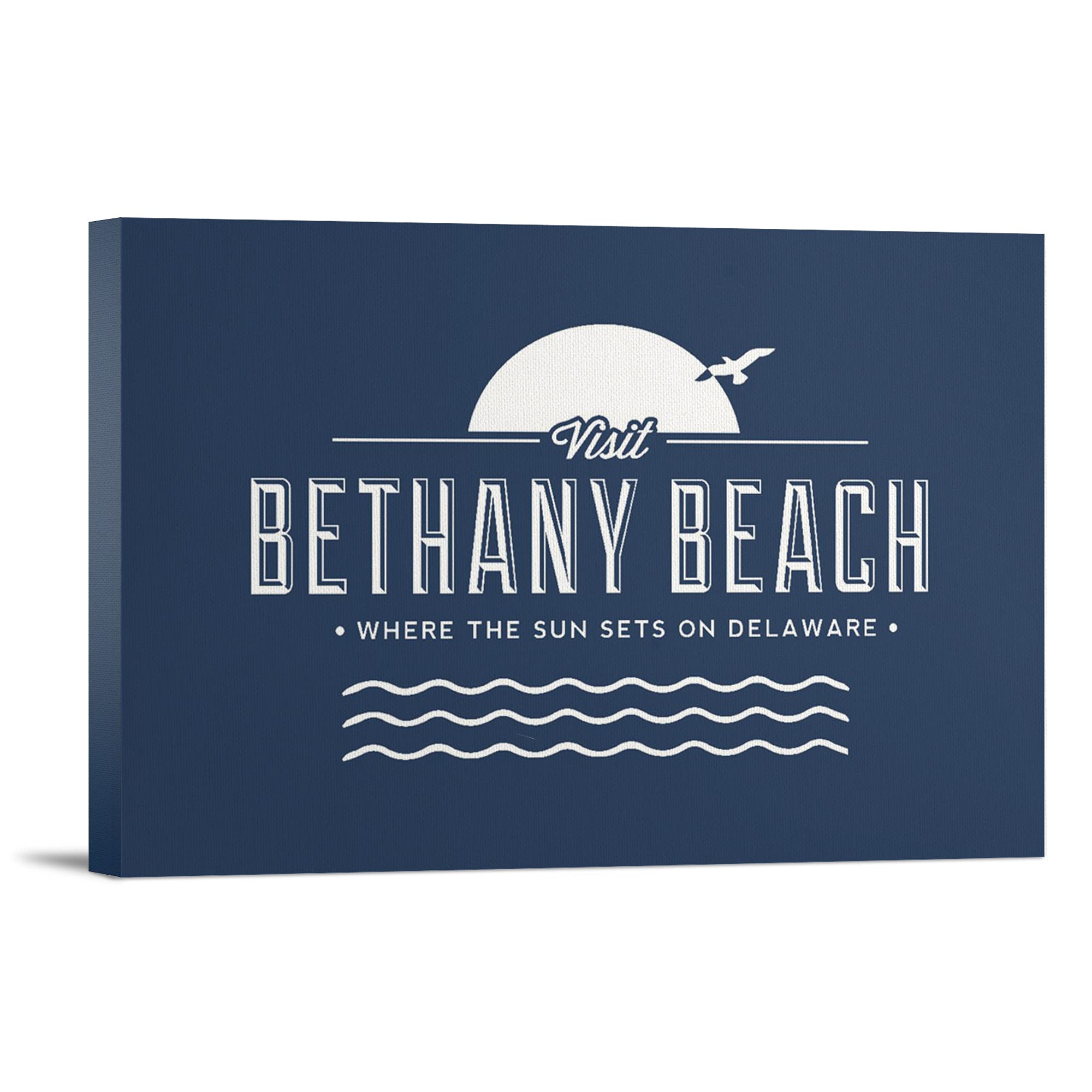 Lantern Press Visit Bethany Beach Delaware Sunset Wall Art - 12x18 Wrapped Canvas Print for Coastal Home Decor | Perfect for Living Room, Bedroom & Beach House