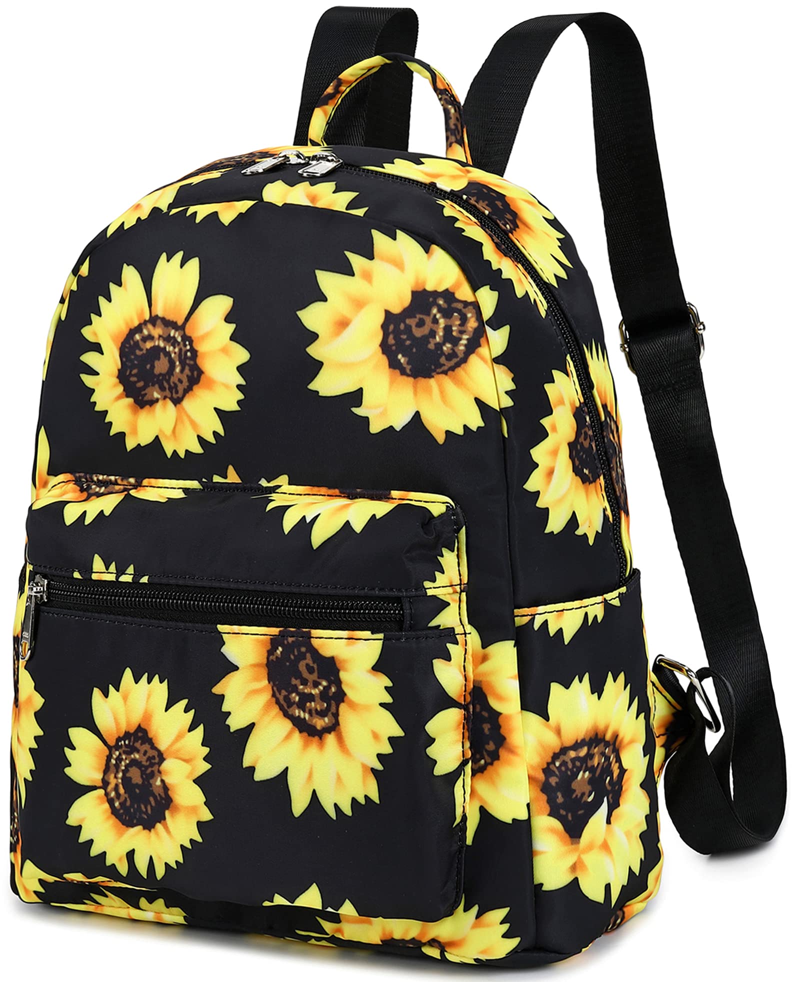 Mini Backpack for Girls & Women - Cute Small Backpack Purse for Teens, Kids, School, Travel & Daily Use | Lightweight Shoulder Bag (Black Sunflower Design) | Perfect for School, Shopping, Outings & Weekend Adventures