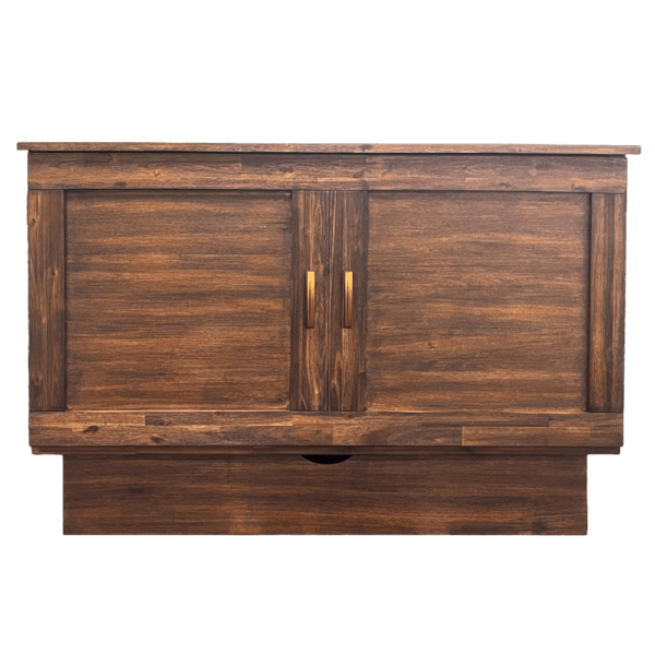Tuscany Murphy Cabinet Bed in Brushed Acacia Wood - Space Saving Wall Bed with Storage | Queen & Full Size Options | Perfect for Small Apartments, Guest Rooms & Home Offices