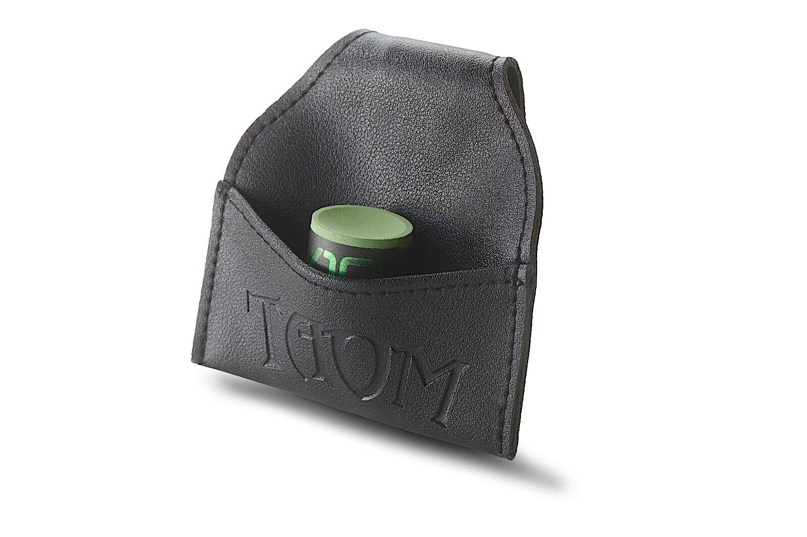 Premium Taom TMCH Black Cue Chalk Pouch - Genuine Leather Billiard Pool Chalk Holder for Snooker & 8-Ball Players - Perfect for Bars, Game Rooms & Professional Tournaments