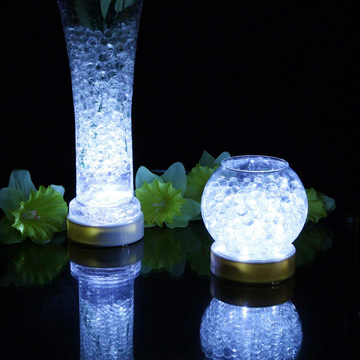 Kitosun 4-inch Round LED Uplight Lamp with 9 Super Bright LEDs - Battery Operated Vase Lighting for Centerpiece Decor (Black) | Perfect for Wedding, Party, and Home Decoration