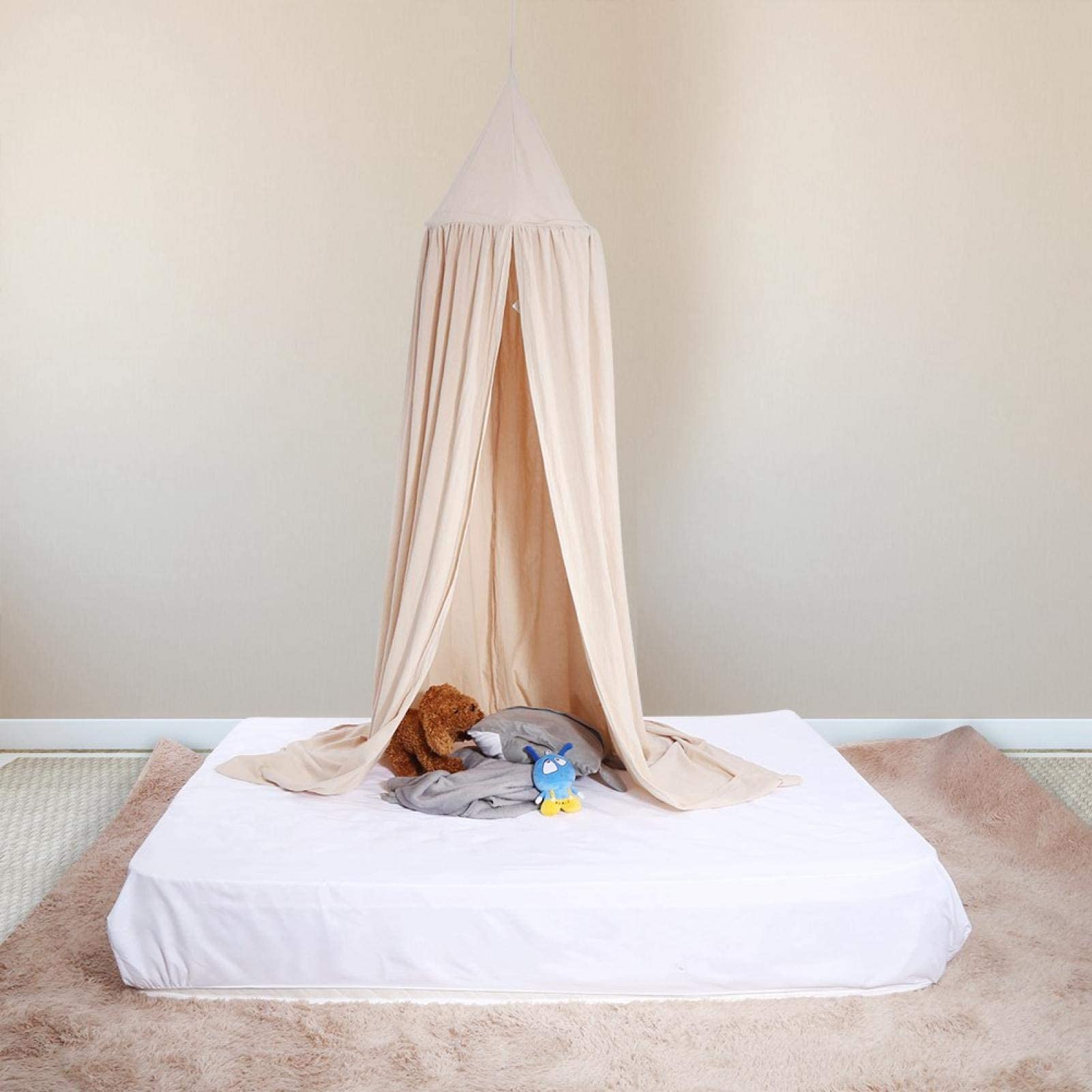 **Voluxe Round Dome Hanging Bed Canopy for Kids - Khaki Princess Canopy Curtains, Girls' Bedroom Decor, Perfect for Birthday Gifts & Dreamy Sleepovers**
