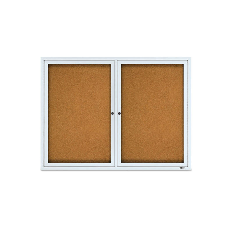 Lockable Aluminum Enclosed Outdoor Cork Bulletin Board with Doors - Weatherproof for Schools, Offices, and Community Centers