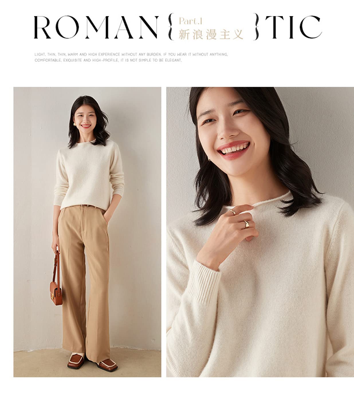 100% Pure Cashmere Women's Boat Neck Sweater - Soft Long Sleeve Pullover Winter Knit Top (White, Large) | Perfect for Office Wear, Date Nights & Holiday Outfits