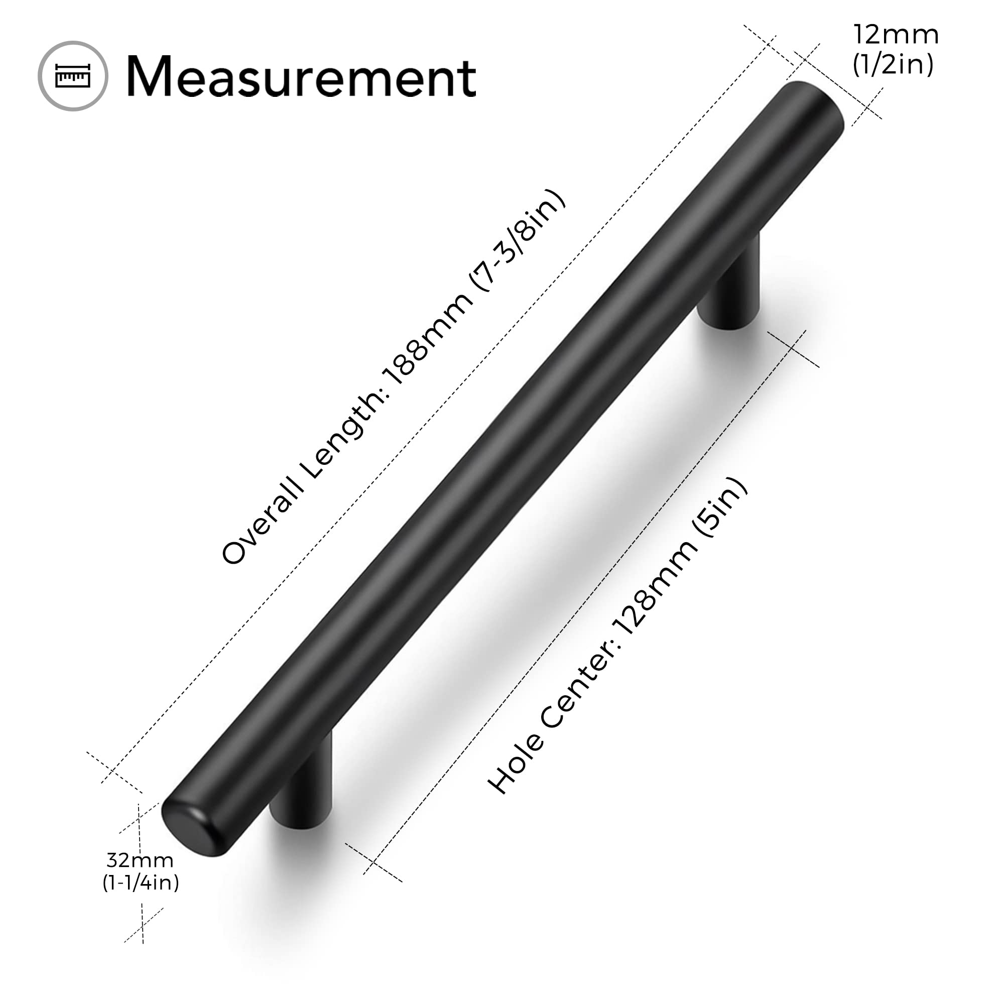 Ravinte 20 Pack 5 Inch Matte Black Cabinet Handles - Modern Kitchen Cabinet Pulls & Drawer Handles - Durable Black Hardware for Cabinets, Dressers, Vanities (Perfect for Kitchen Remodel & Bathroom Upgrade)