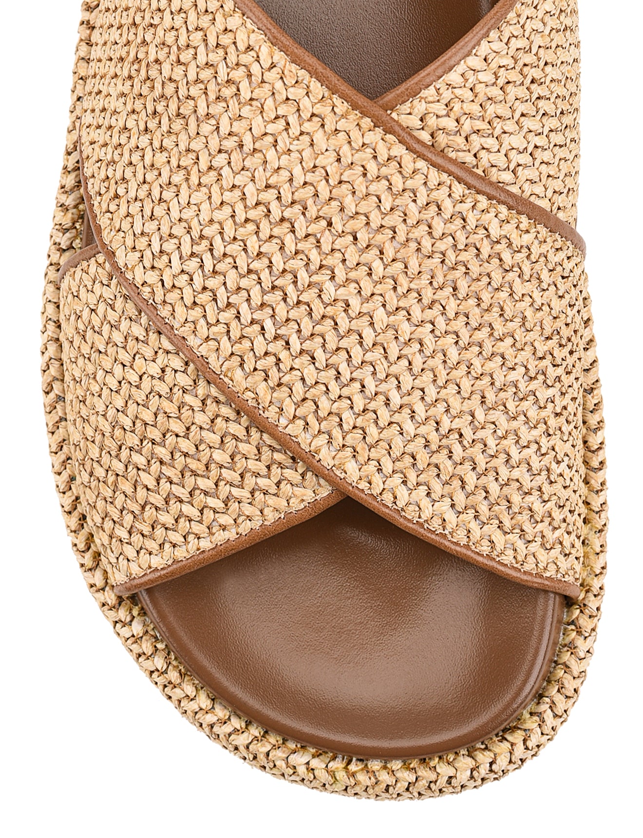 April Flatform Sandals for Women - Natural Weave & Tan Leather Summer Slide Sandals | Comfortable Beach Wedding Vacation Shoes