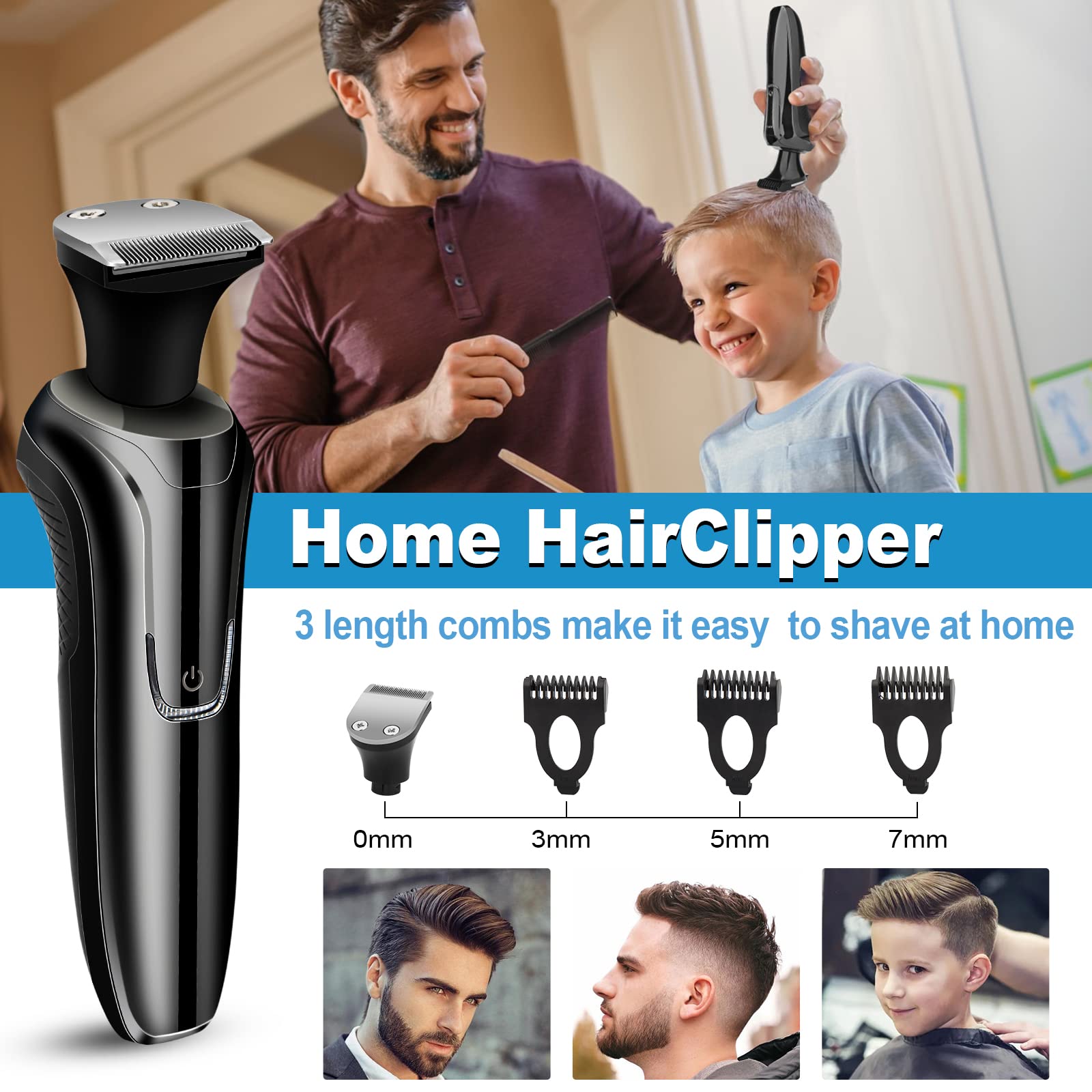 Premium Men's Electric Razor - 3D Rotary Shaver for Dry & Wet Use, USB Rechargeable Cordless Face Shaver - Perfect for Travel & Daily Grooming - Ideal Christmas Gift for Men (Blue)