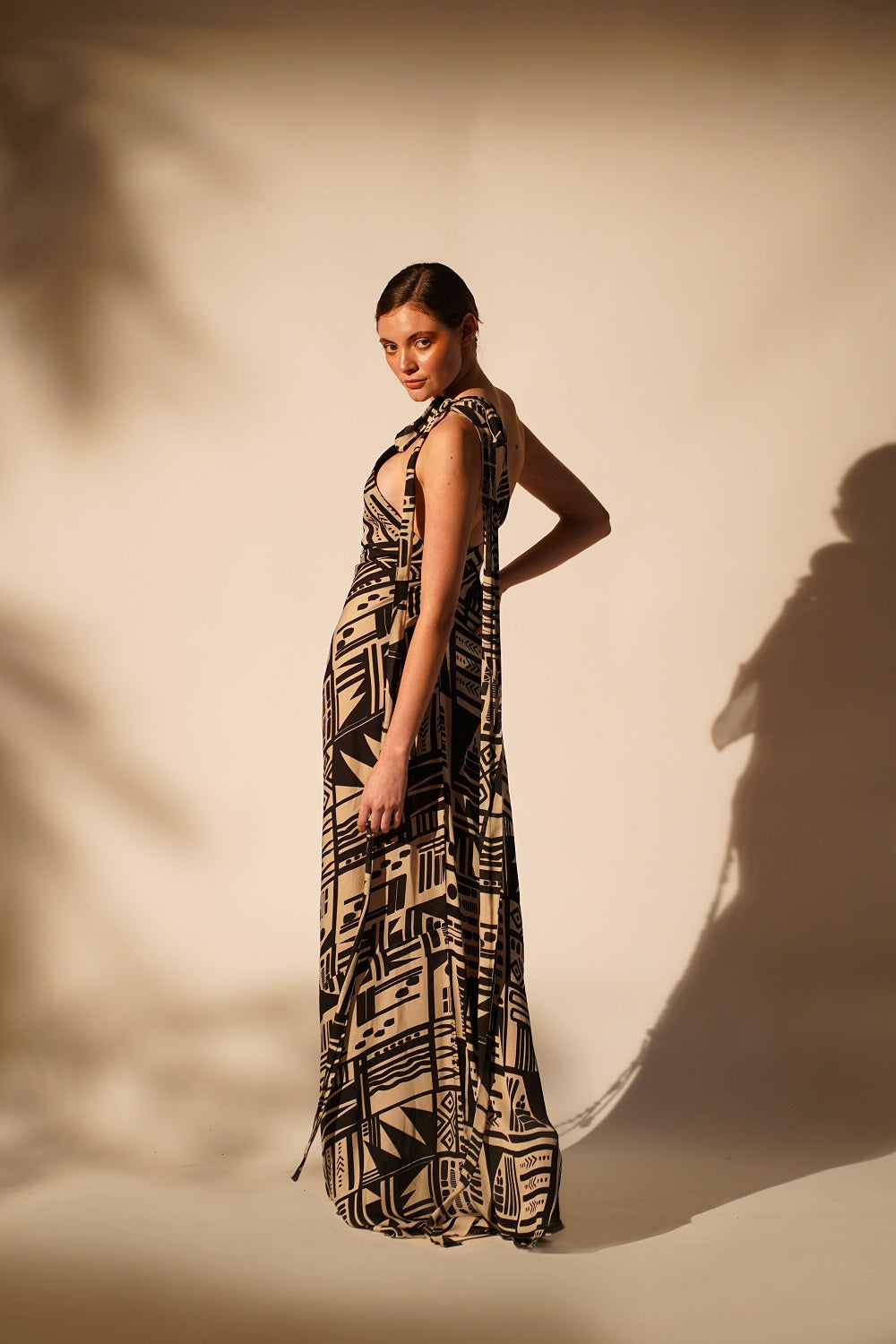 Elegant White Abstract Print One Shoulder Dress for Women - Perfect for Evening Parties, Date Nights & Special Occasions