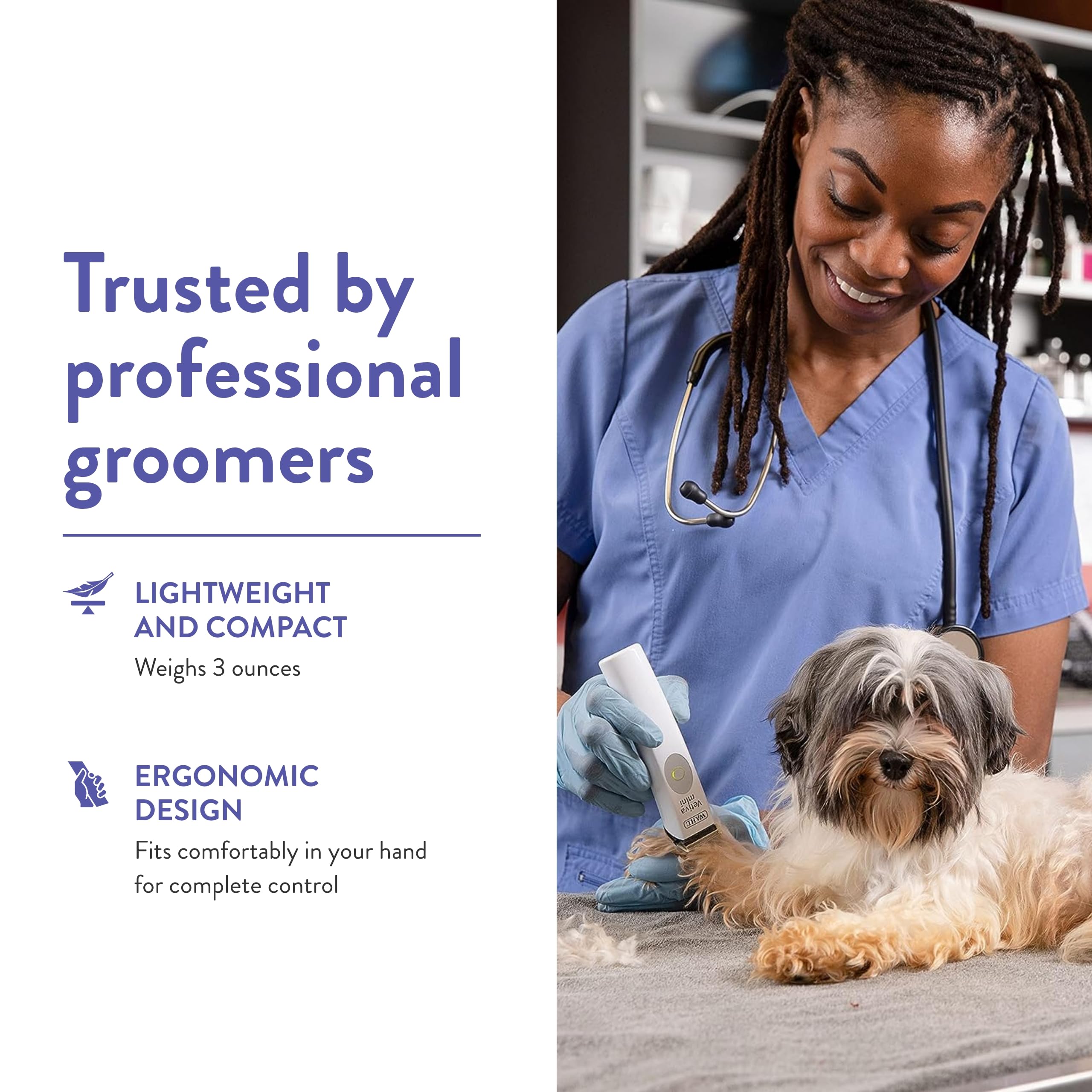 WAHL Professional Cordless Pet Trimmer for Dogs & Cats - Mini Veterinary Grooming Clipper (#88420) - Safe & Quiet for Small Pets - Perfect for Home Grooming, Trimming & Styling - White