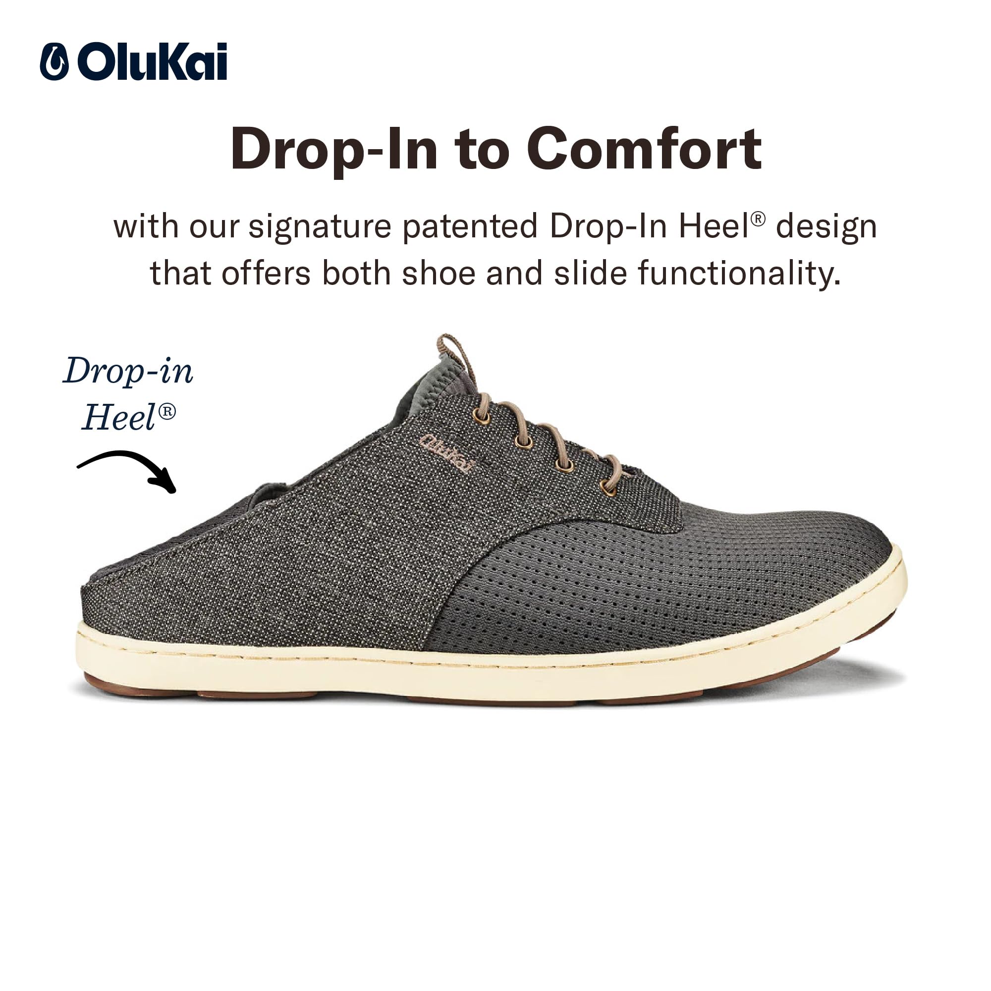 OLUKAI Nohea Moku Men's Casual Sneakers - Breathable Mesh Shoes with No-Tie Laces & All-Weather Rubber Soles for Walking, Travel & Everyday Comfort | Perfect for Work, Gym & Outdoor Activities