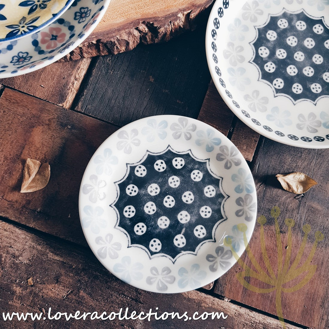 **50% Off + Buy 1 Get 1 Free - Awasaka Japan Floral Print Condiment Dishes & Dessert Plates Set - Perfect for Sushi, Salads, and Party Serving**