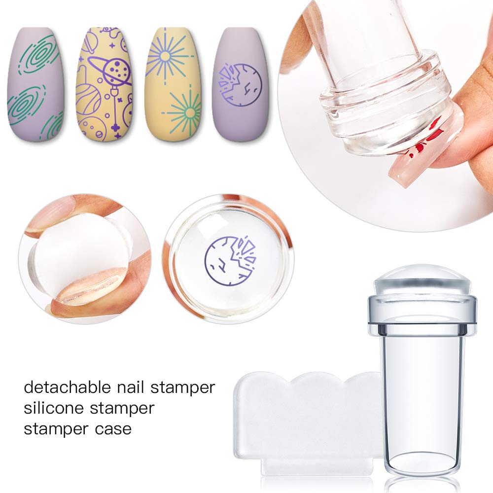MEET ACROSS Nail Art Stamping Kit - 4 Nail Stamping Plates, 1 Stamper, 1 Scraper & Storage Bag for Professional Nail Designs | Perfect for DIY Manicures, Salon Use & Nail Art Enthusiasts