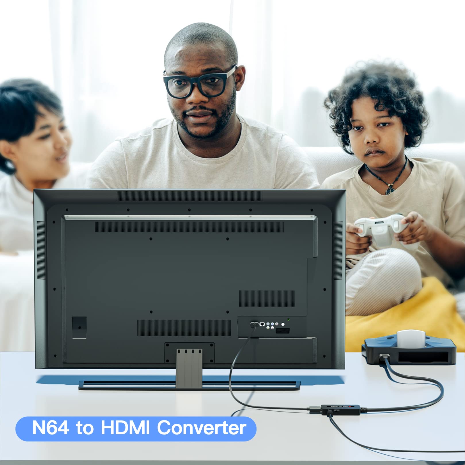 N64 to HDMI Converter with 4:3 & 16:9 Ratio Switch - Nintendo 64/SNES/NGC Compatible HDMI Adapter Cable for Classic Gaming on Modern TVs