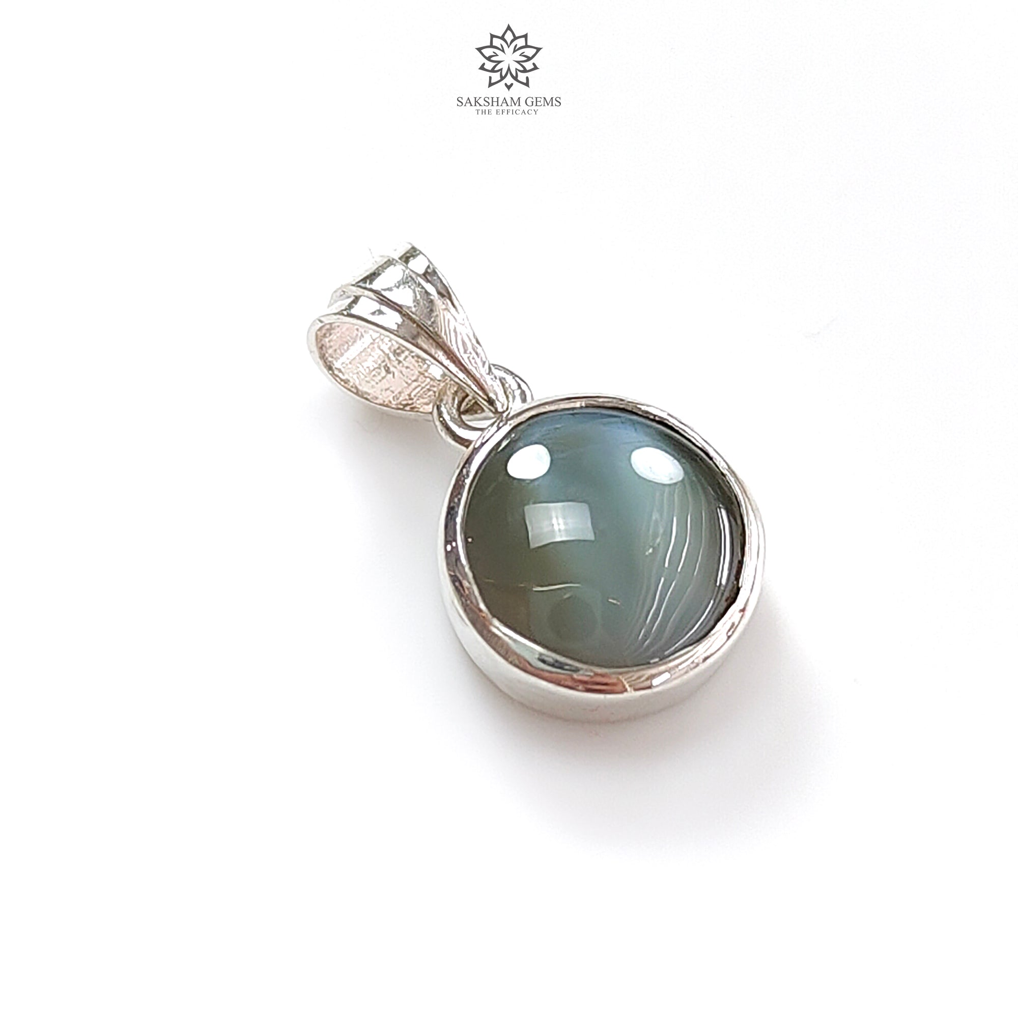 Natural Chrysoberyl Cat's Eye Silver Pendant - 2.50g Genuine Untreated Round Cabochon in 925 Sterling Silver Bezel Setting | Elegant Jewelry Gift for Women, Perfect for Weddings & Special Occasions