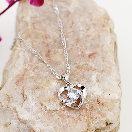 Uloveido Sterling Silver Blue Cubic Zirconia Heart Pendant Necklace - February Birthstone Jewelry for Women | Perfect Birthday Gift for Mom, Wife, Valentine's Day Present | Elegant Everyday Wear & Special Occasion Accessory