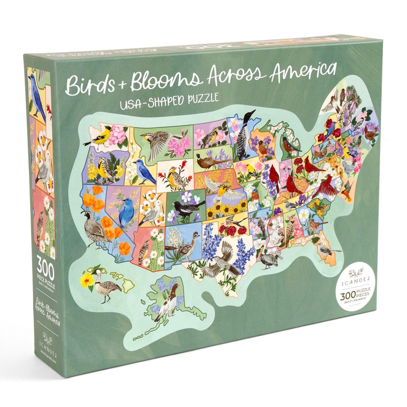 Birds & Blooms Across America - 300 Piece Jigsaw Puzzle for Adults & Families | Perfect for Relaxation, Home Decor & Educational Fun