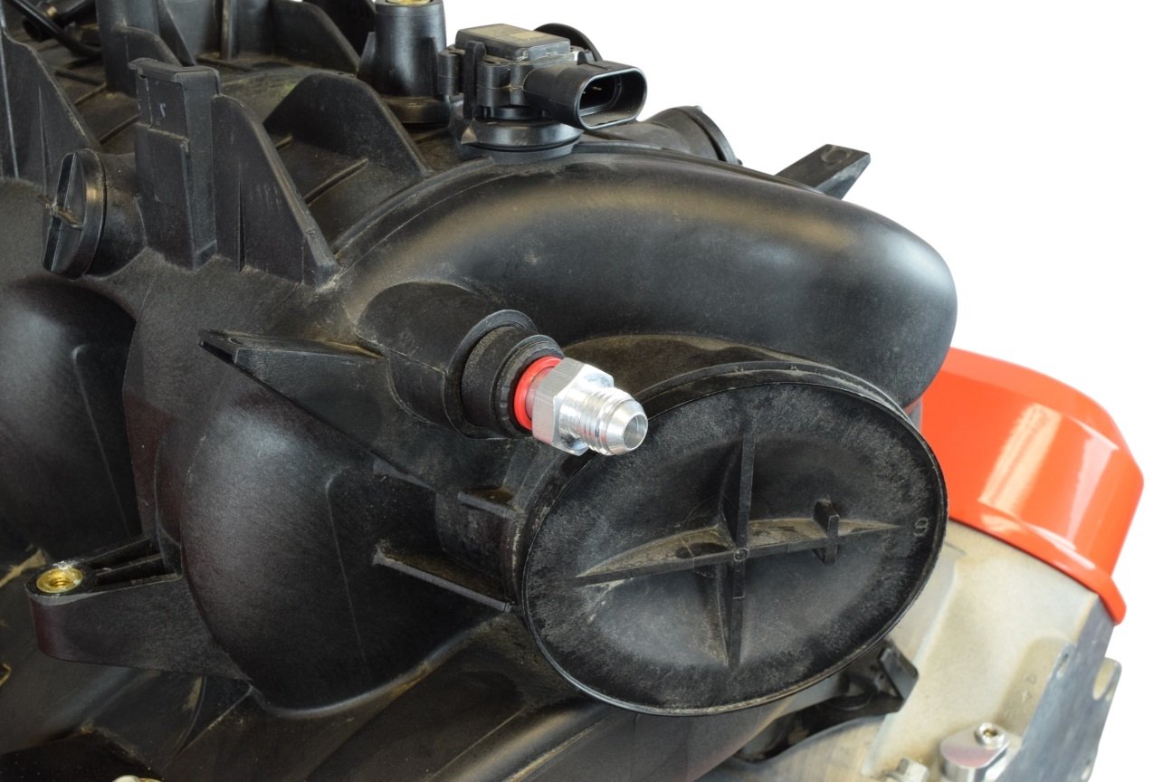 ICT Billet 6AN Vacuum Port Fitting for LS Truck Intake Manifold - Compatible with LQ4 5.3L 6.0L Engines (551927-6AN) - Perfect for Rear Brake Boost & Performance Upgrades