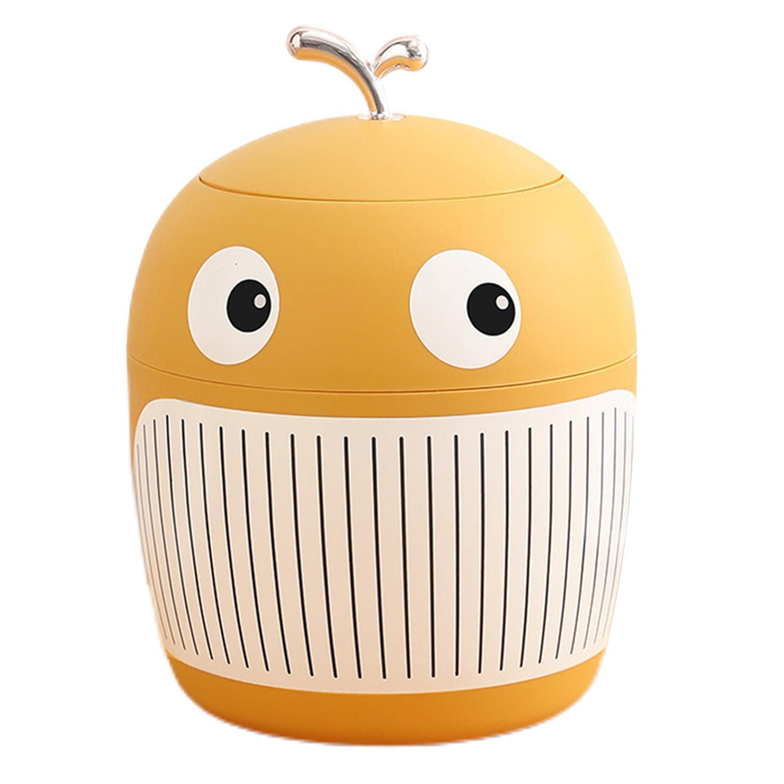 Menolana Mini Trash Can with Lid - Small Desk Garbage Bin for Office, Countertop, Bathroom & Bedroom | Compact Waste Basket for Home & Workspace (Yellow)