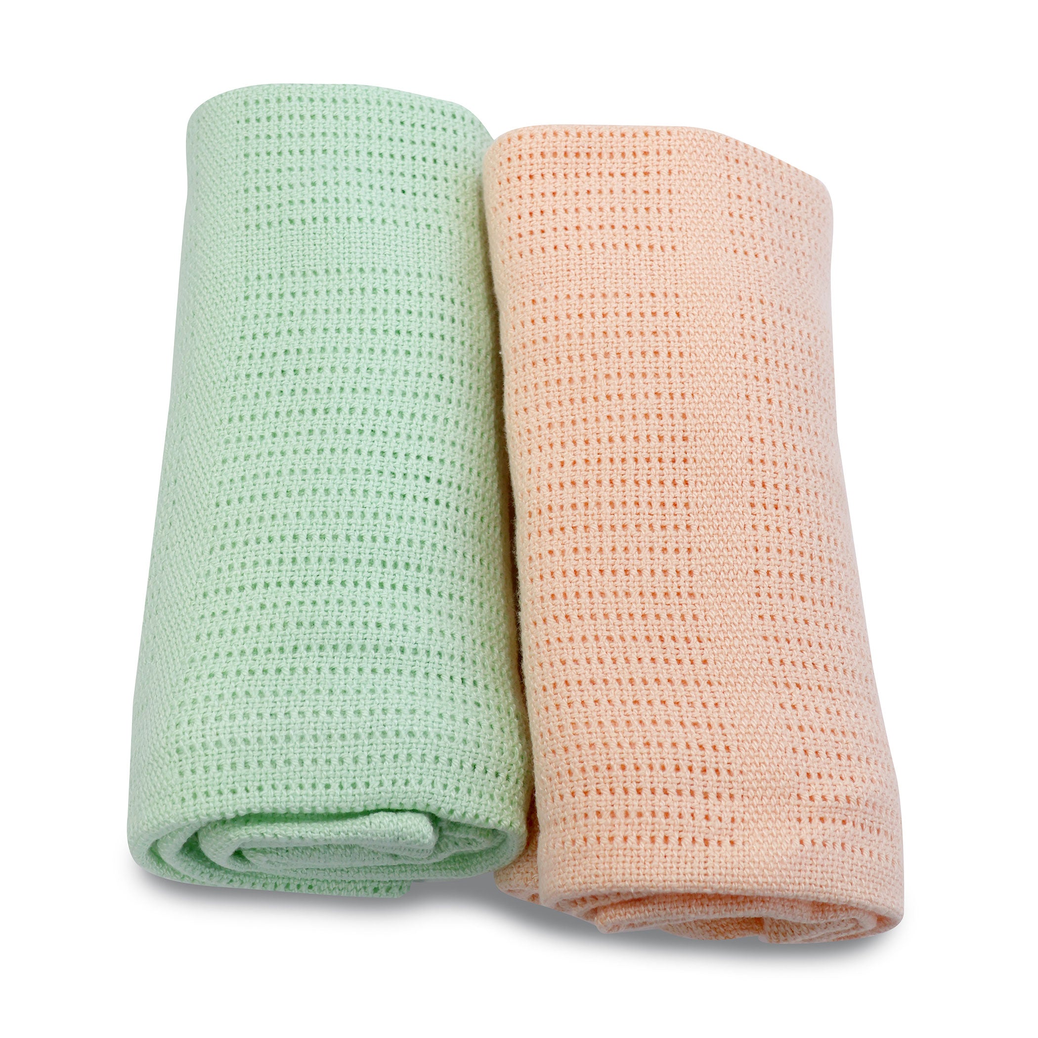 Nordic Sorbet 2-Pack Cellular Blanket - Breathable Baby Blanket in Orange & Pear Colors | Perfect for Nursery, Swaddling, and Stroller Use