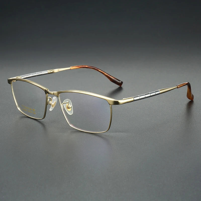Aror Men's Full Rim Big Square Brow Line Titanium Eyeglasses 96121 - Lightweight Durable Frame for Work, Reading & Driving | Fashionable Square Glasses for Men