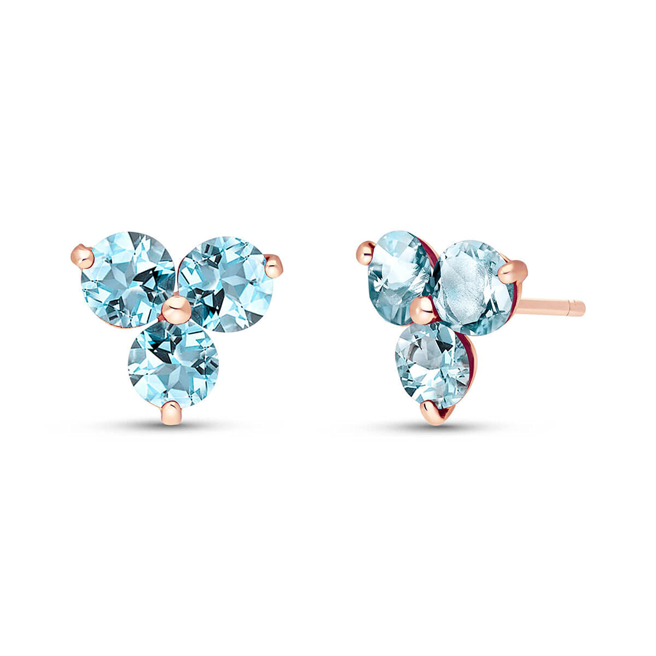 14K Solid Gold Stud Earrings with Aquamarine Gemstones | Galaxy Gold GG | Elegant March Birthstone Jewelry for Women | Perfect Gift for Birthday, Anniversary & Special Occasions