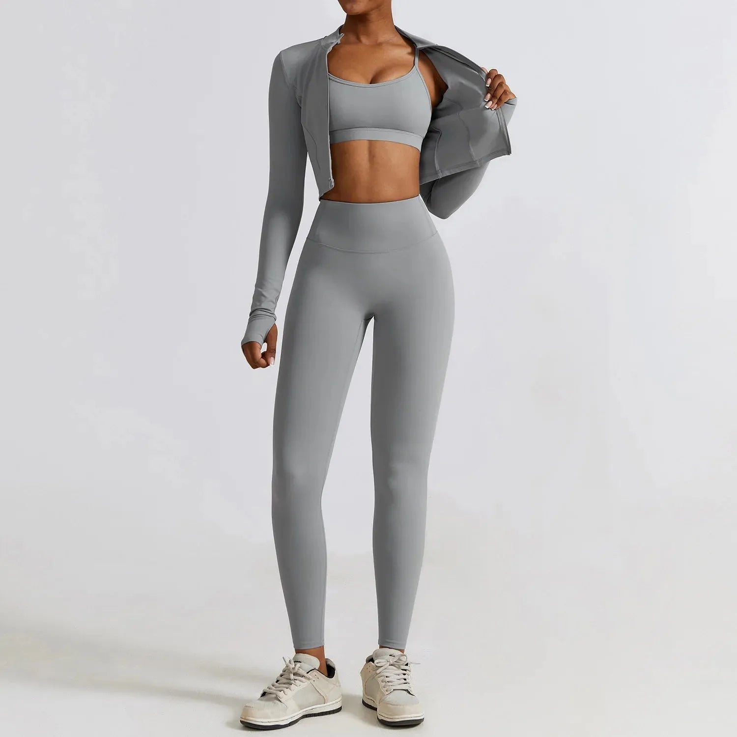 2/3PC Women's Seamless Long Sleeve Yoga Set - High Waist Workout Leggings & Sportswear Gym Clothing for Yoga, Running, Fitness & Lounge Wear