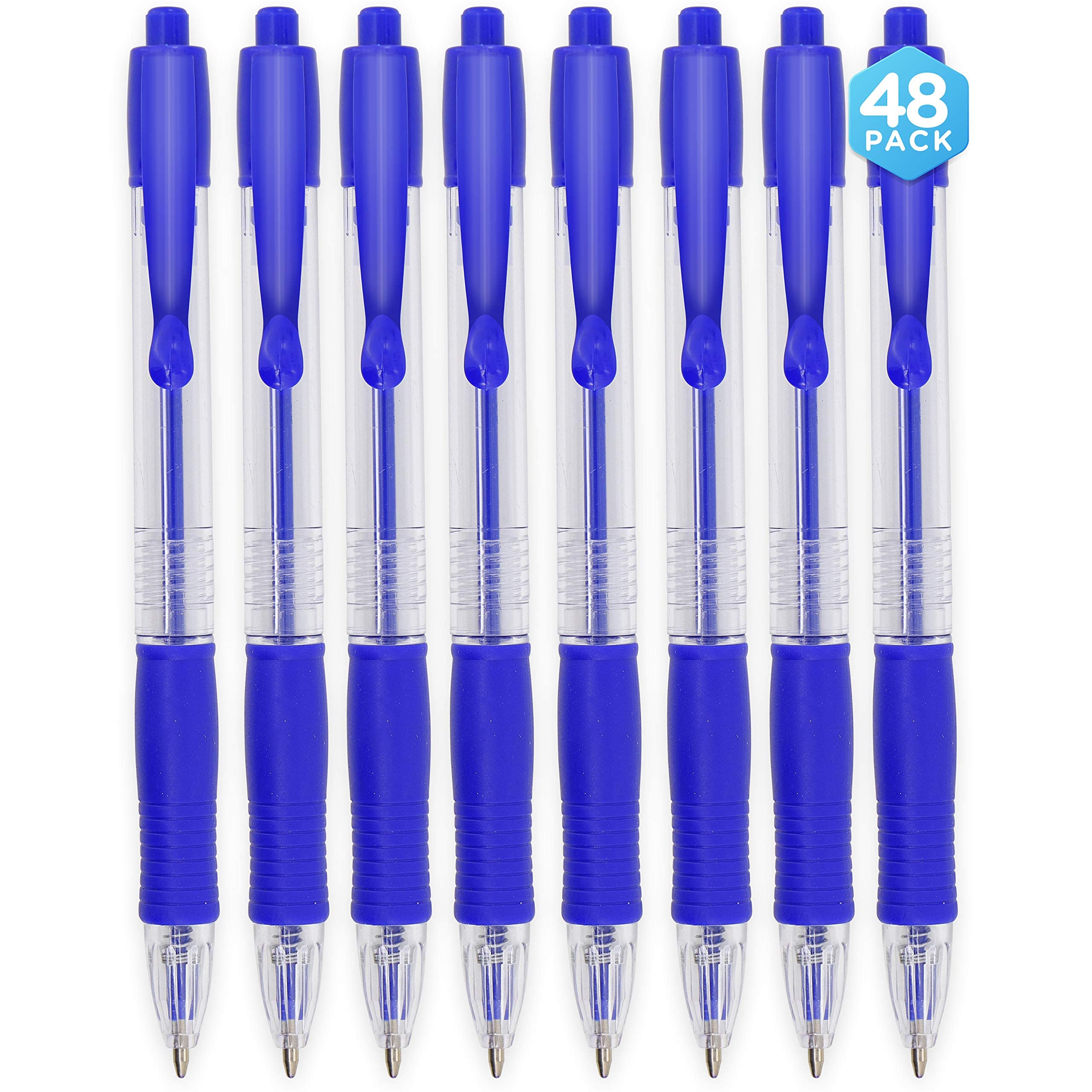 Emraw 4 Blue Retractable Ballpoint Pens - 48 Pack Smooth Writing Office & School Supplies for Home, Work & Study | Comfortable Grip, Stylish Design for Everyday Use