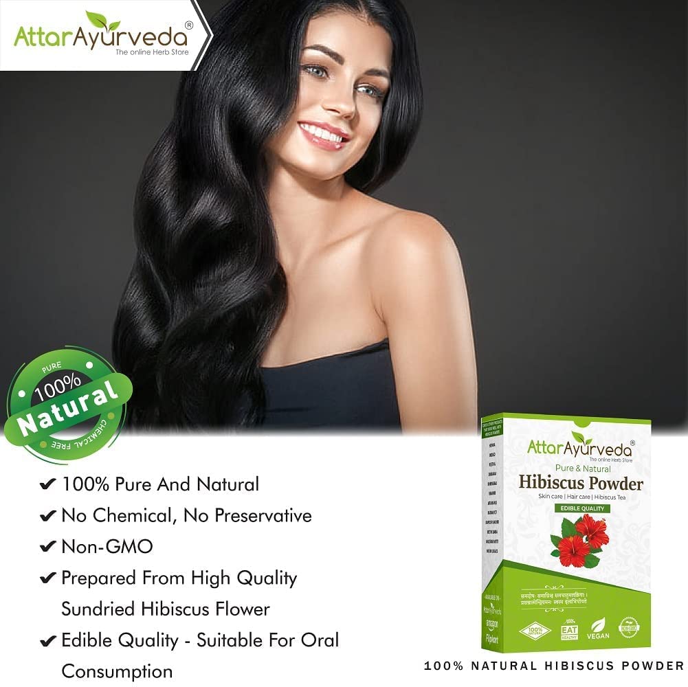 100% Pure Natural Hibiscus Powder for Hair Growth & Skin Care (100g) | Ayurvedic Gudhal Ka Phool Powder for DIY Hair Masks, Face Packs, Herbal Tea & Cooking | No Preservatives | Perfect for Natural Beauty Routines & Healthy Recipes