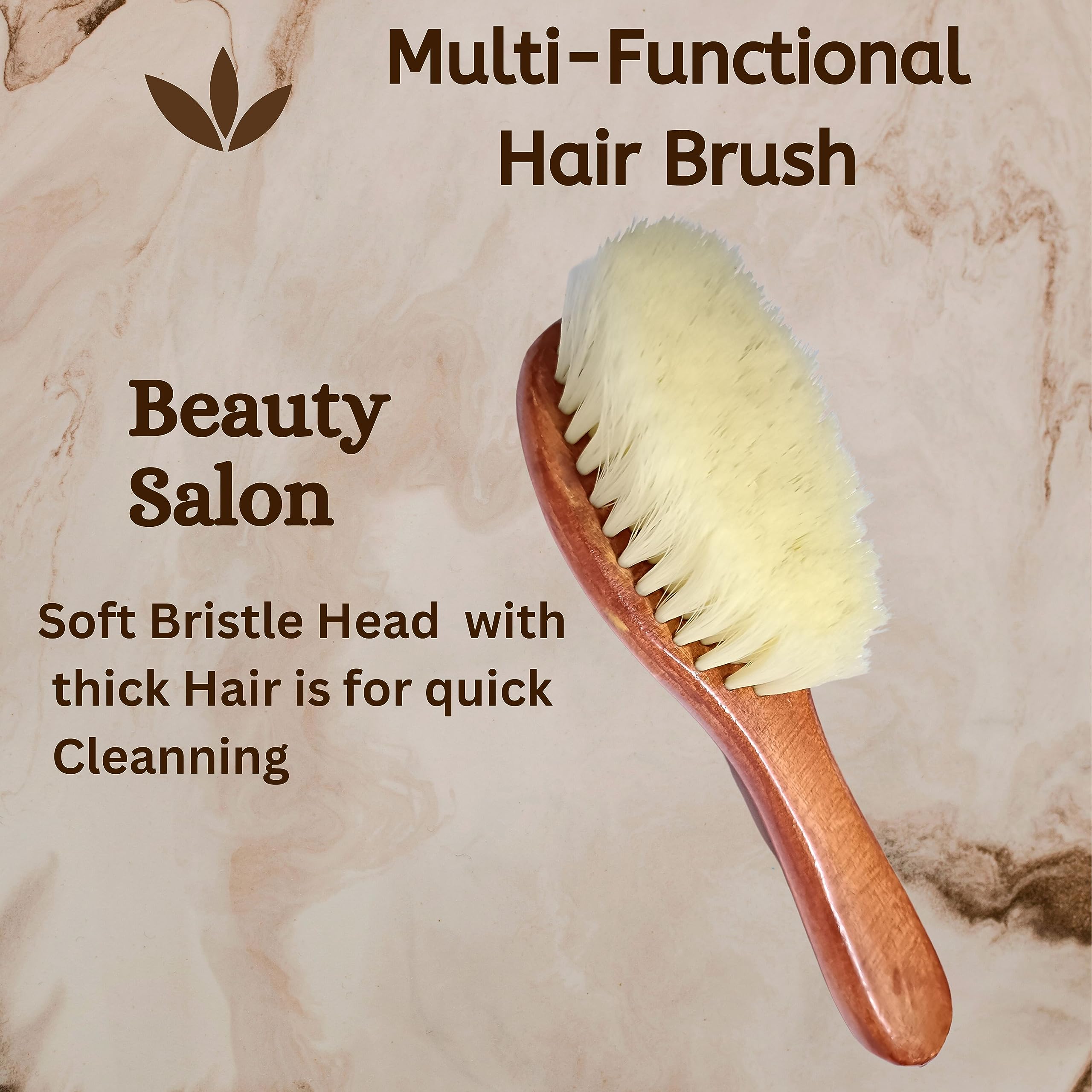 GuitarGoo® Wooden Handle Hair & Beard Brush - Soft Bristles for Barber, Salon & Home Use - Gentle Detangling & Styling Tool (Pack of 1) - Perfect for Haircuts, Grooming & Daily Styling