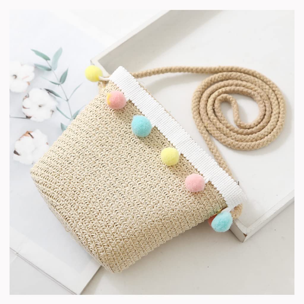 Straw Woven Mini Messenger Bag for Girls & Women - Cute Summer Baby Bag for Kids - Perfect for Beach, Picnic & School (Color: A1)