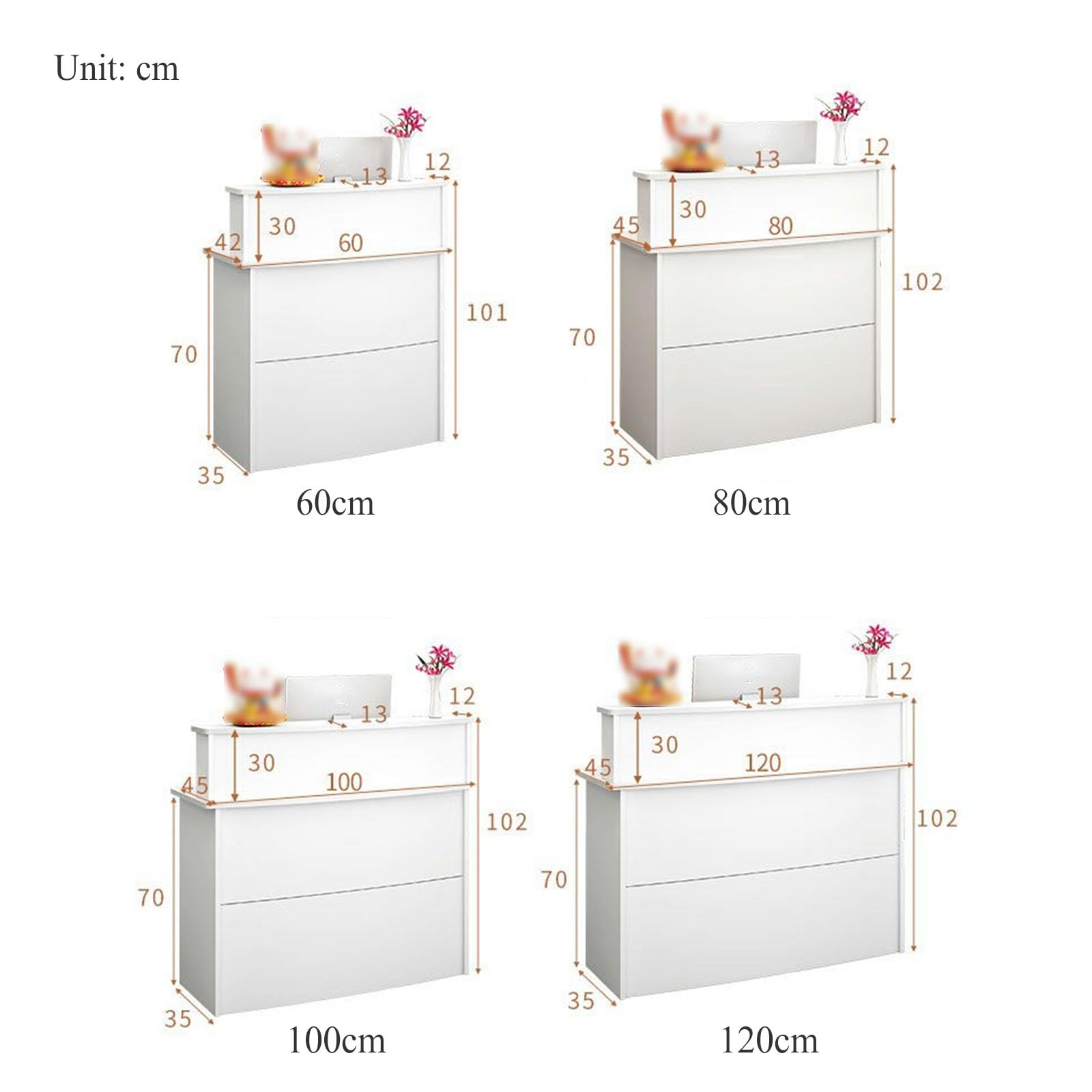 Modern Reception Desk Counter with Lockable Drawers - Retail, Supermarket, Convenience Store, Salon & Office Computer Desk - Perfect for Checkout Counters, Clothing Stores & Professional Reception Areas