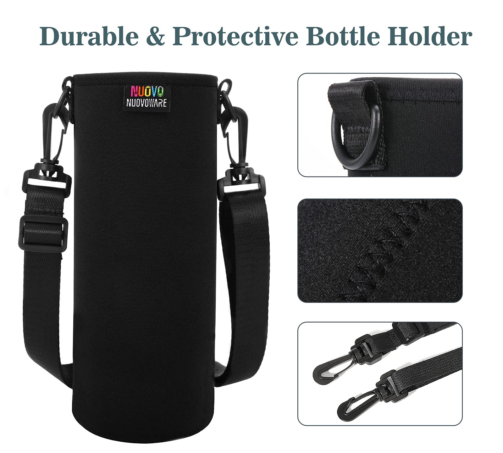 Premium Neoprene Insulated Water Bottle Carrier Bag with Adjustable Shoulder Strap - Portable Sling Holder for Hiking, Gym & Travel - Nuovoware