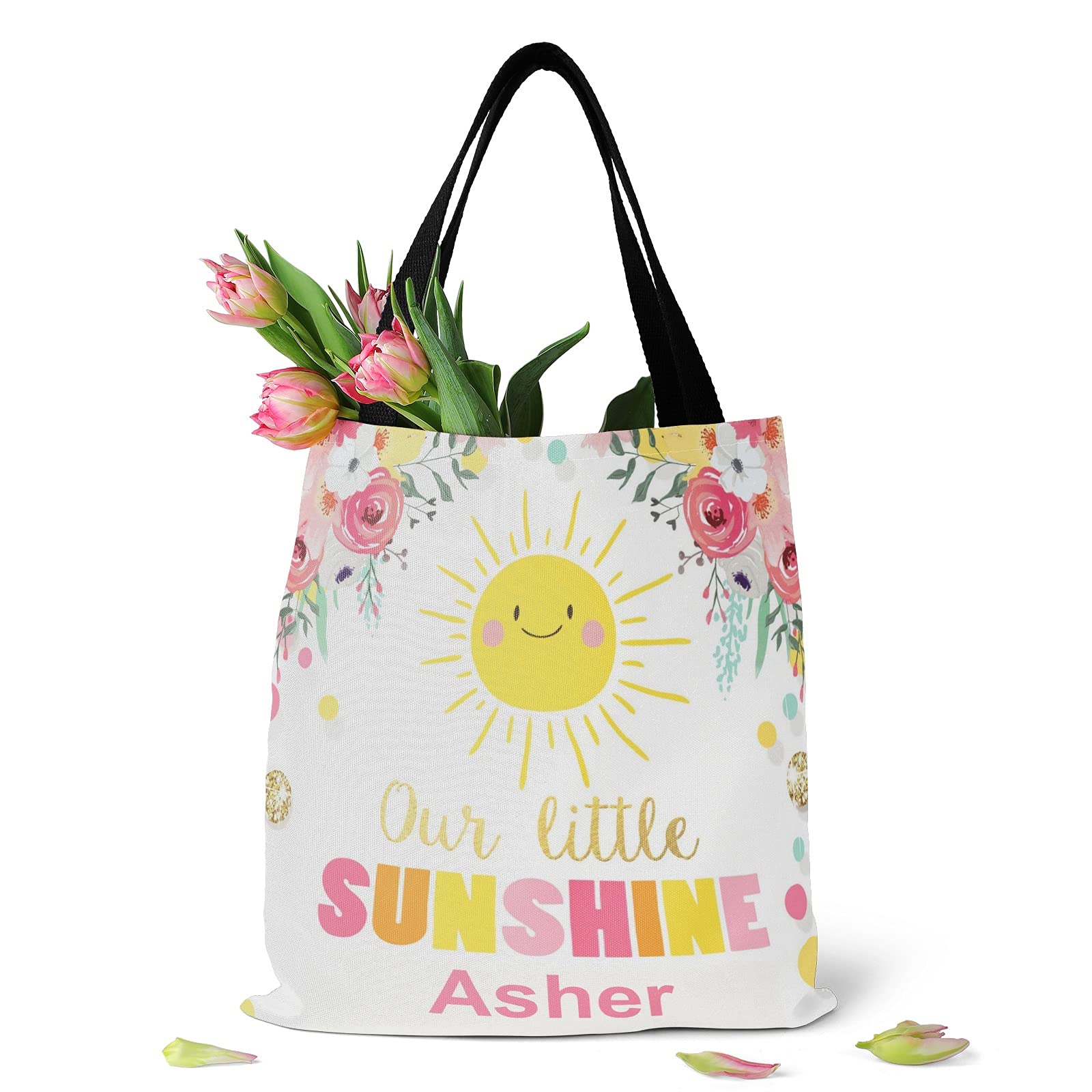You Are My Sunshine Personalized Canvas Tote Bag - Eco-Friendly Reusable Shopping Bag for Travel, School & Daily Use - Custom Handbag Gift for Women & Moms