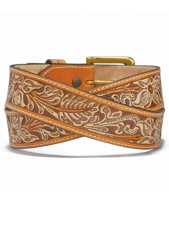 Justin C14124 Natural Floral Belt Tan - Stylish Women's Leather Waist Belt for Casual & Formal Outfits - Perfect for Dresses, Jeans & Office Wear