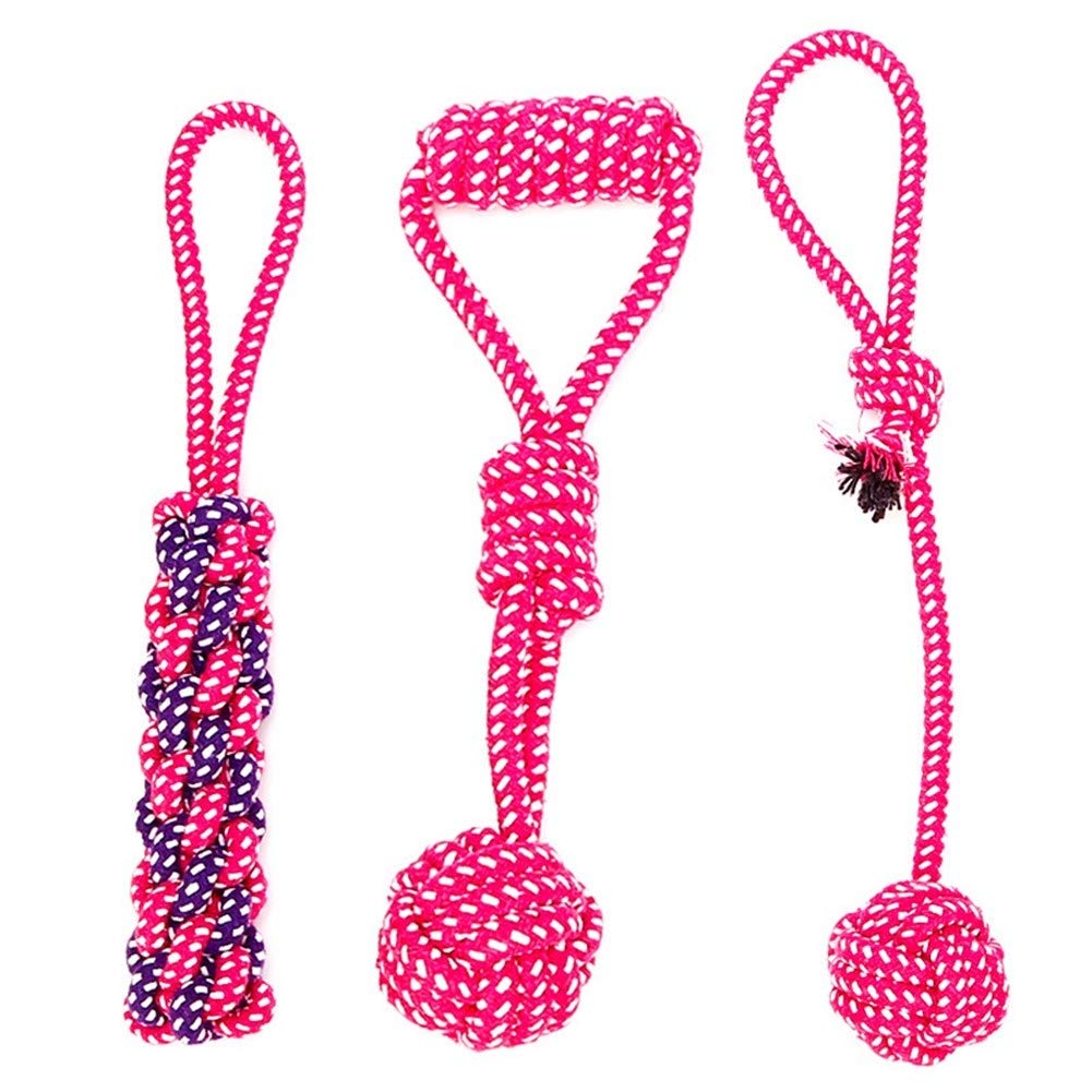 **XIAOSA Durable Dog Chew Toys for Puppy Teething - 3pcs Bite-Resistant Cotton Rope Chew Balls for Medium & Large Dogs - Perfect for Teething Relief, Dental Health & Playtime**    *(Use: Great for aggressive chewers, promotes healthy teeth, and keeps dogs entertained for hours!)*