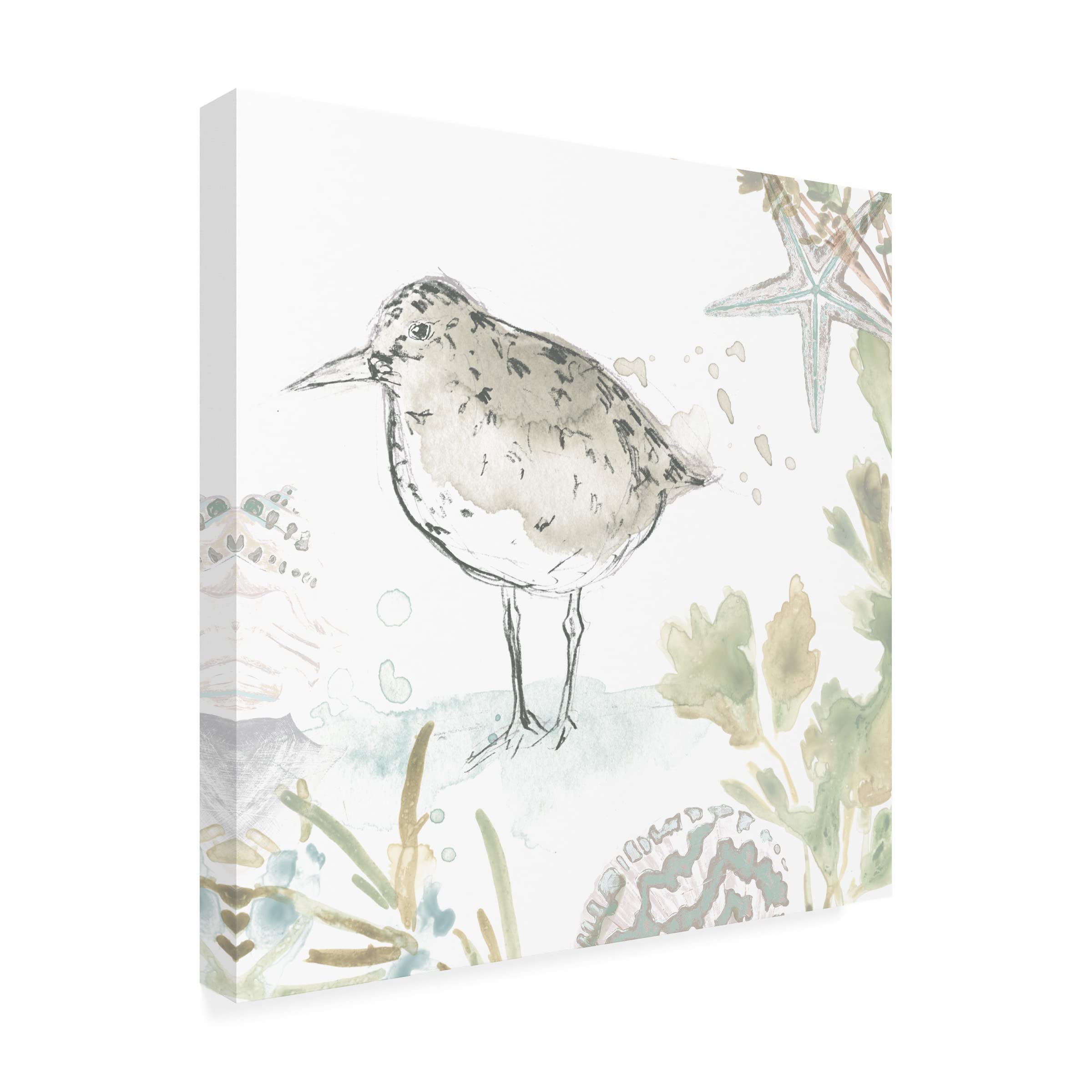 Seaside Sandpipers IV Coastal Beach Painting - June Erica Vess Canvas Wall Art for Living Room, Bedroom & Office Decor | Handmade Ocean Landscape Artwork