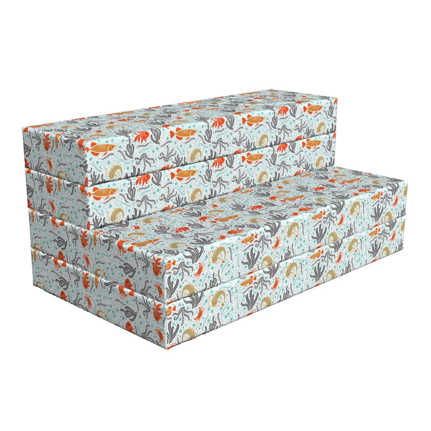 Ambesonne Marine Foldable Mattress - Ocean Bubbles and Reef Design, 78.7