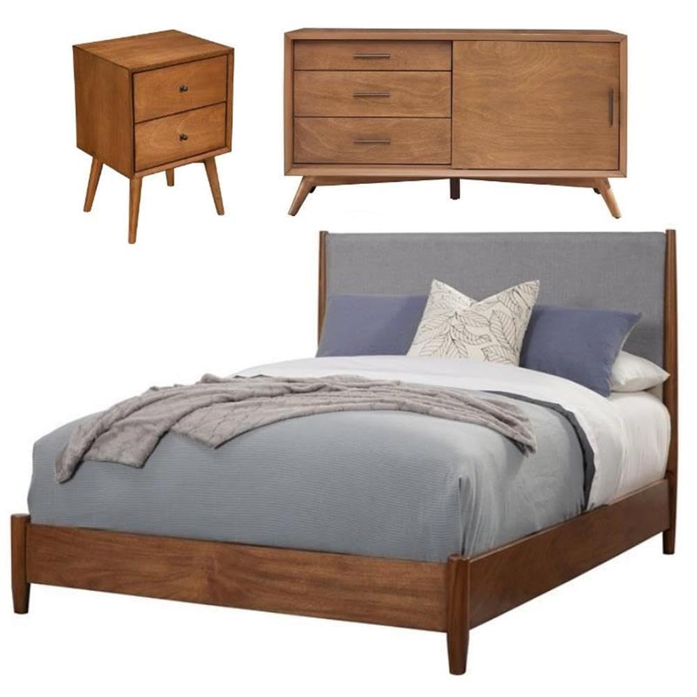 Modern 4-Piece Bedroom Set with TV Console, Queen Panel Bed & 2 Nightstands - Complete Home Furniture for Living Room & Bedroom Decor