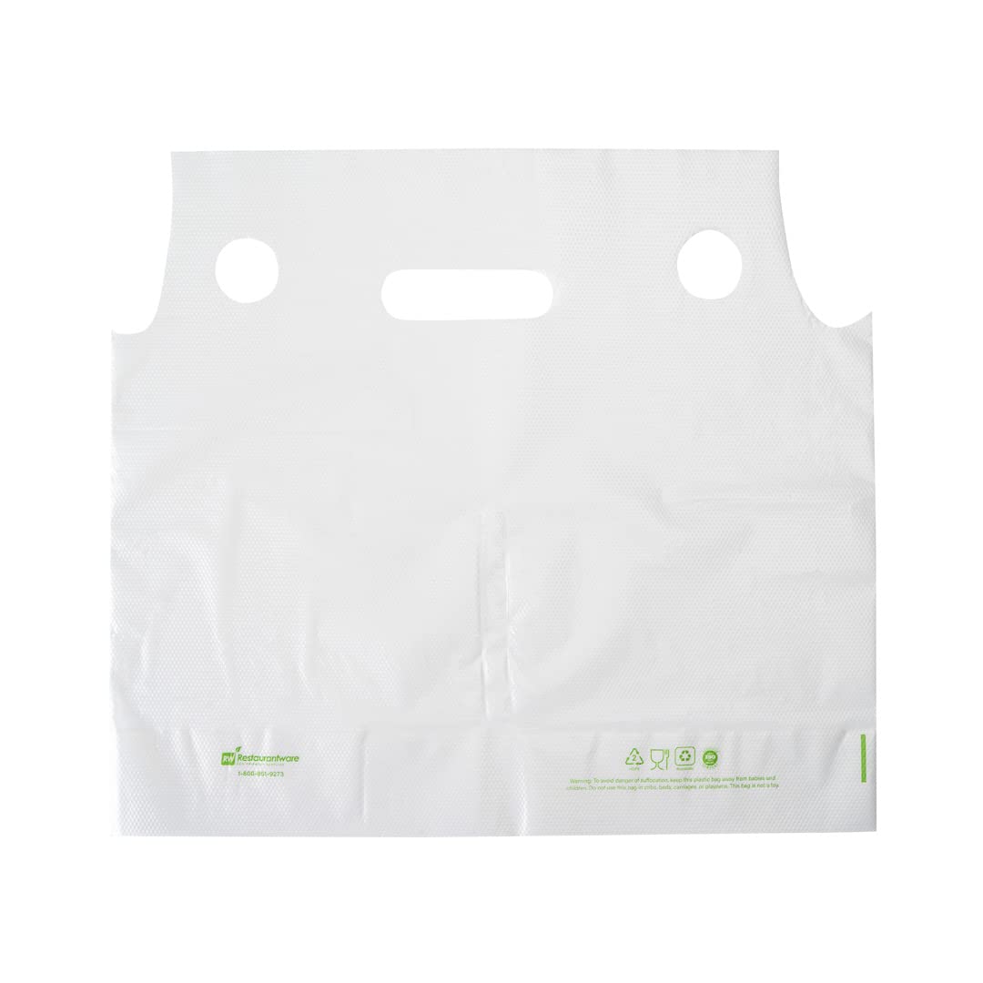 Restaurantware 100-Pack Clear Plastic Drink Carriers with Handles - Double Cup Disposable Delivery Bags for Coffee, Tea, Juice - Perfect for Takeout, Catering & Food Service Businesses