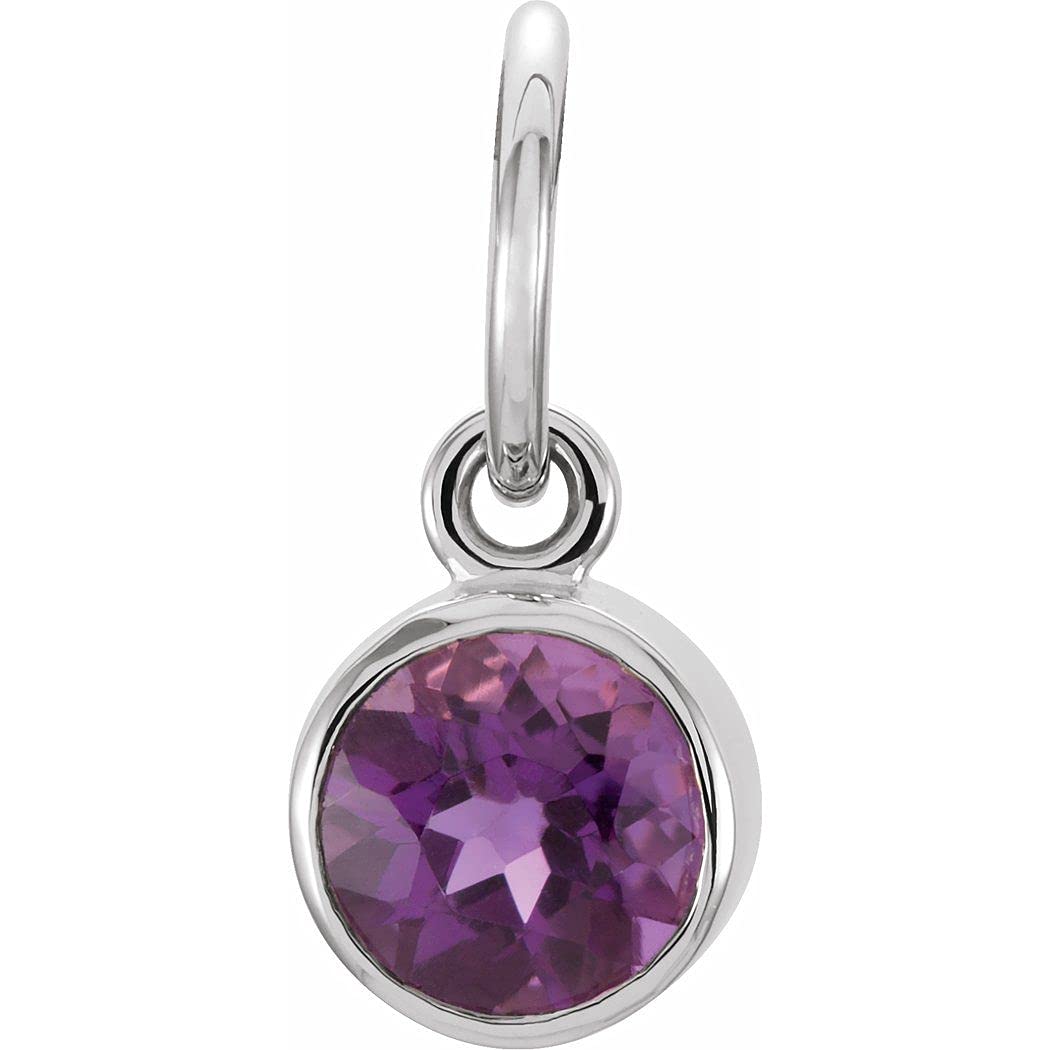 925 Sterling Silver 4mm Round Simulated Amethyst Charm Pendant Necklace for Women - Elegant Jewelry Gift for Birthday, Anniversary & Special Occasions
