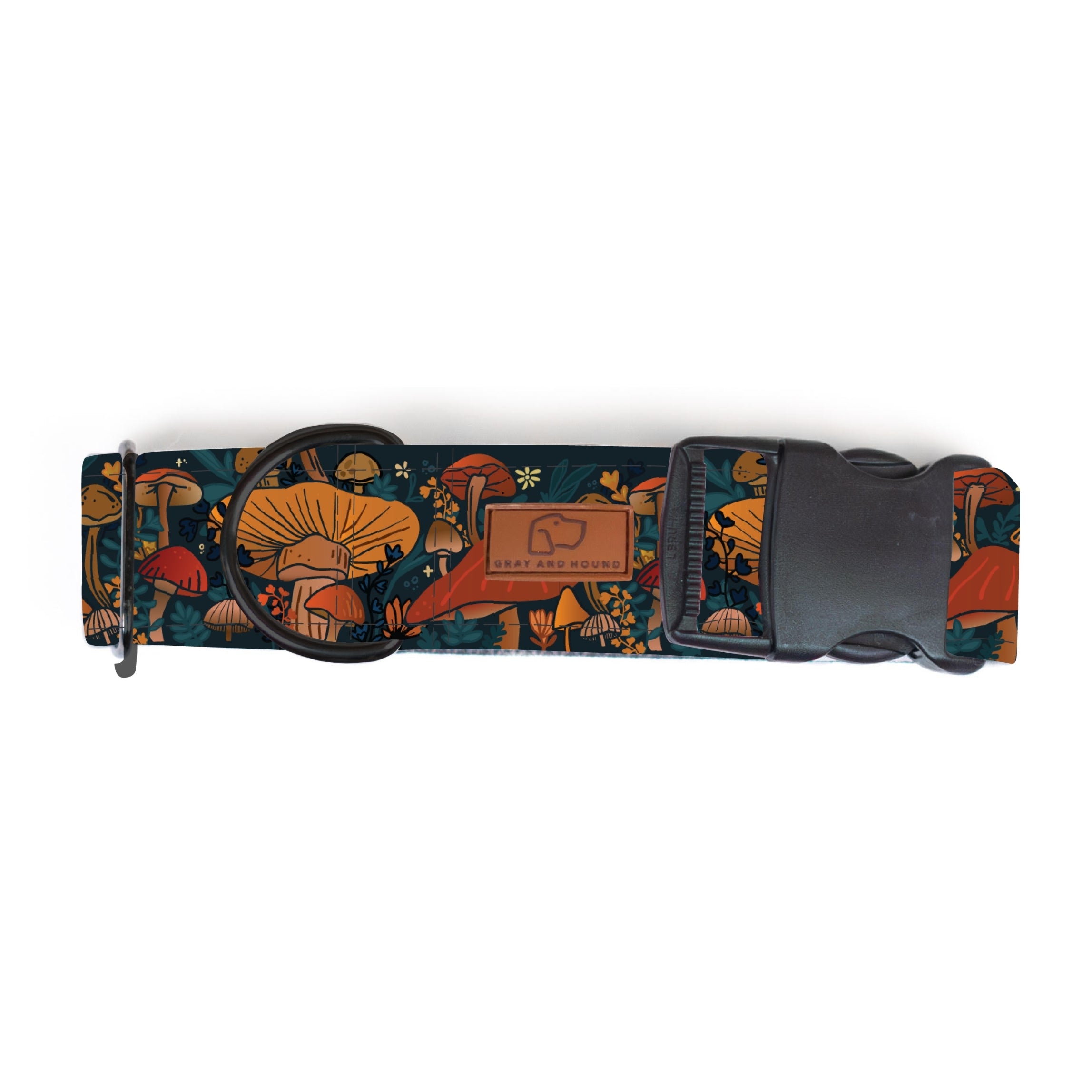 Midnight Mushroom Dog Collar - Adjustable Pet Collar with Reflective Strip for Small Medium Large Dogs - Perfect for Night Walks, Hiking & Outdoor Adventures