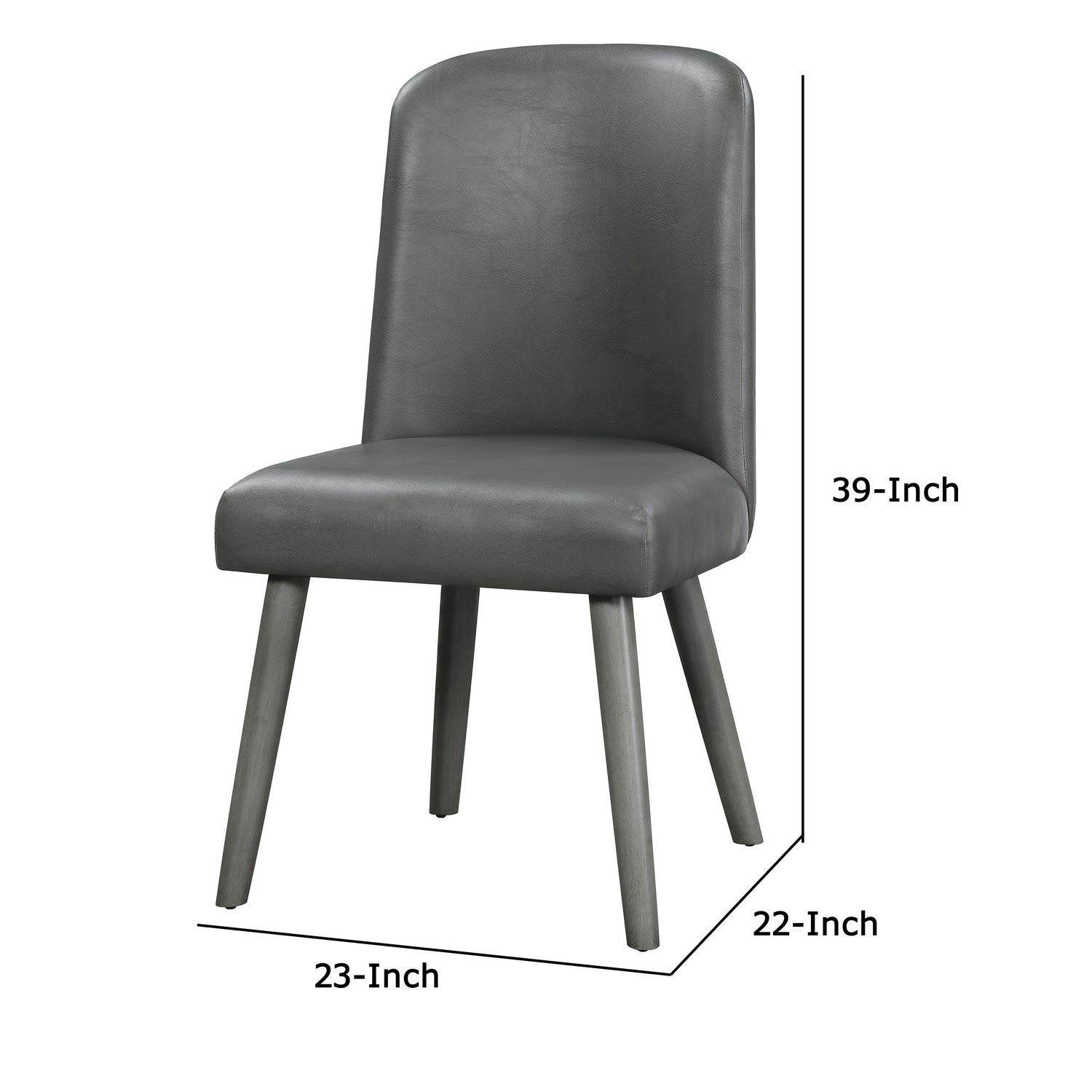 Benjara Leatherette Dining Chairs with Splayed Wooden Legs, Set of 2, Gray - Modern Kitchen & Dining Room Furniture for Home Decor