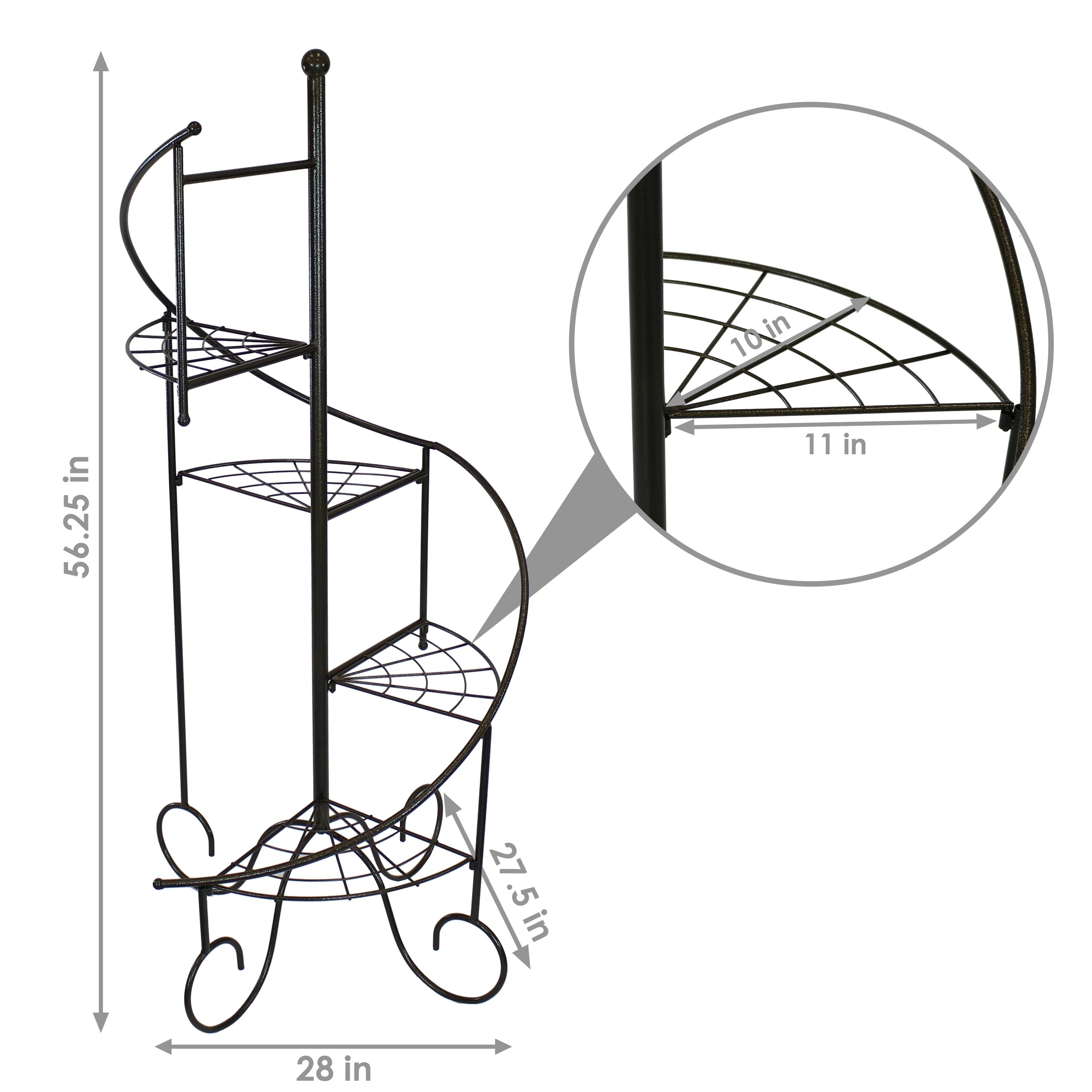 4-Tier Spiral Staircase Iron Plant Stand Set of 2 - Indoor/Outdoor Flower Pot Holder for Patio, Garden & Home Decor